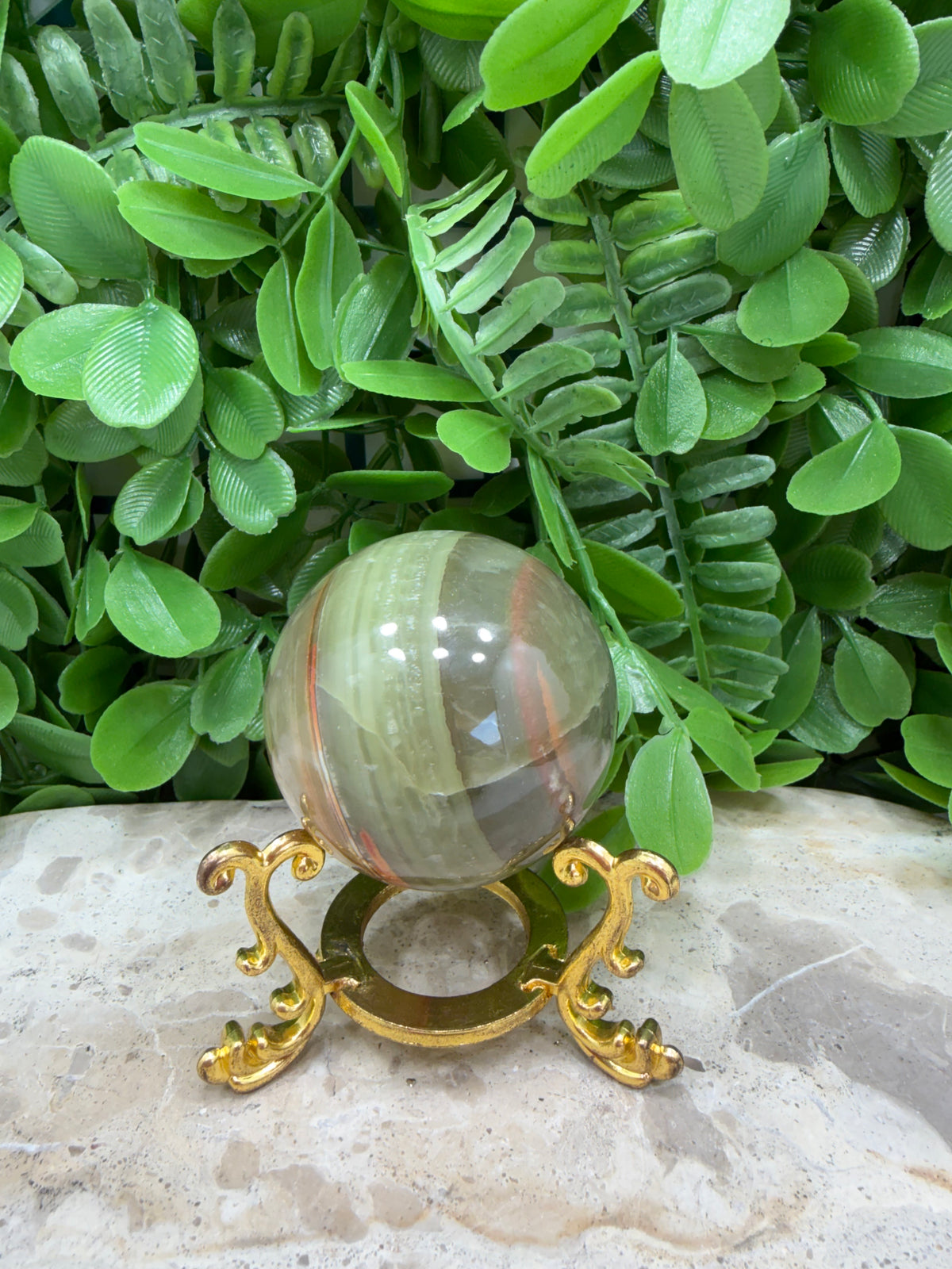 Green Banded Onyx Sphere 182g
