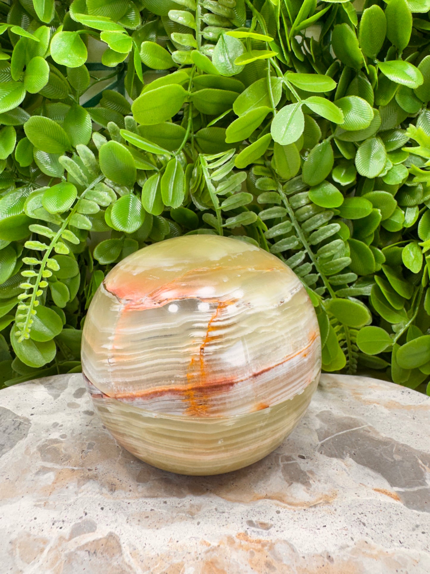 Green Banded Onyx Sphere Bowl 508g