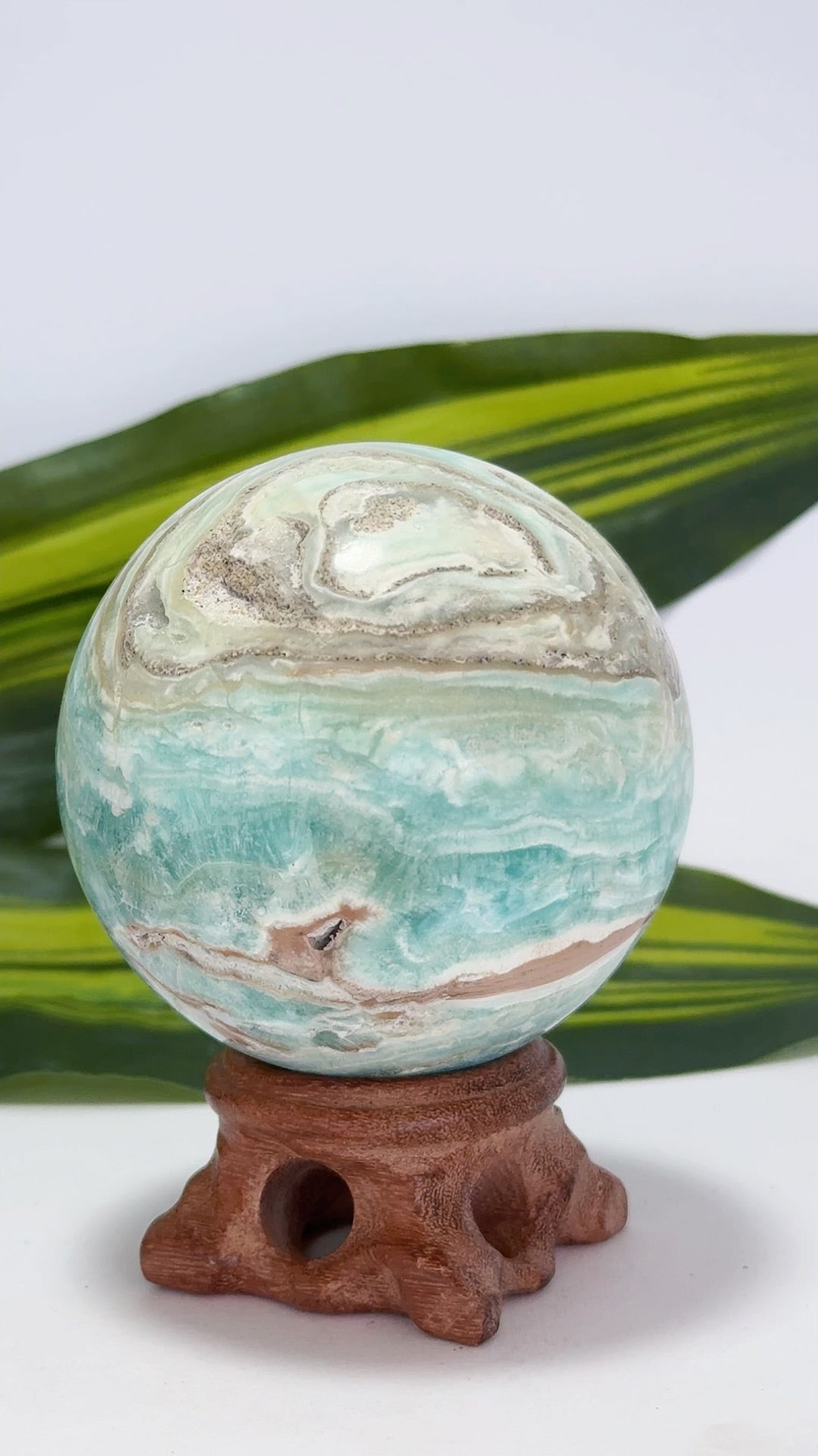 Blue Aragonite Sphere 418g
