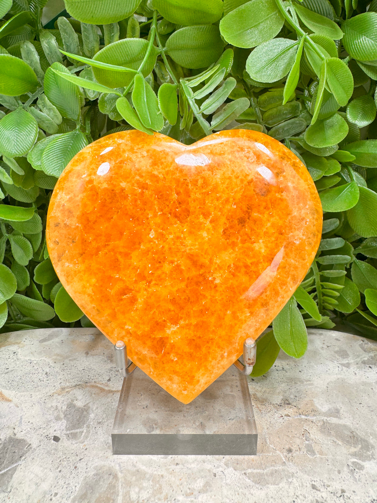 Crystallised Orange Calcite Heart | Energy • Joy • Creativity