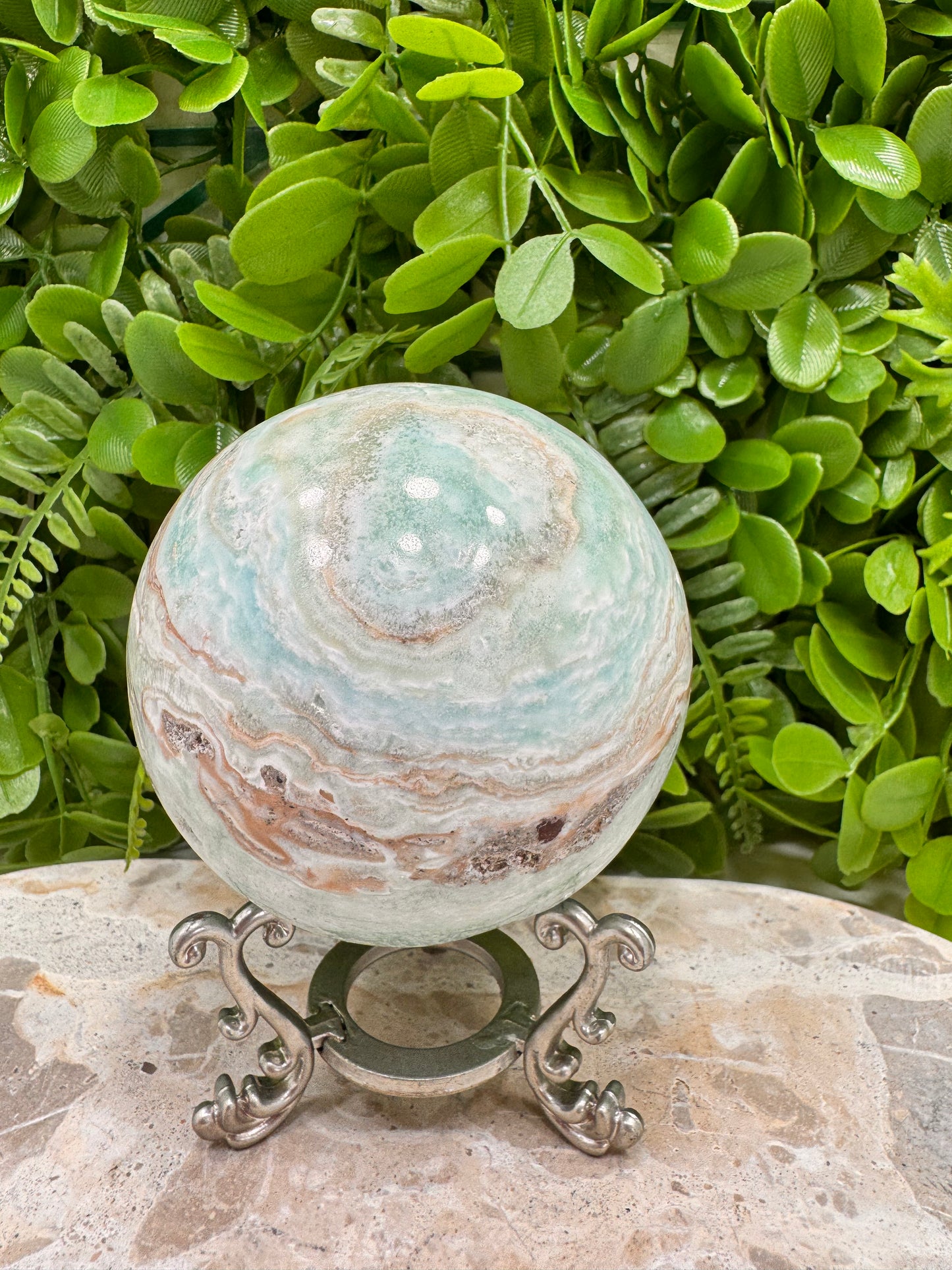 Blue Aragonite Sphere 834g