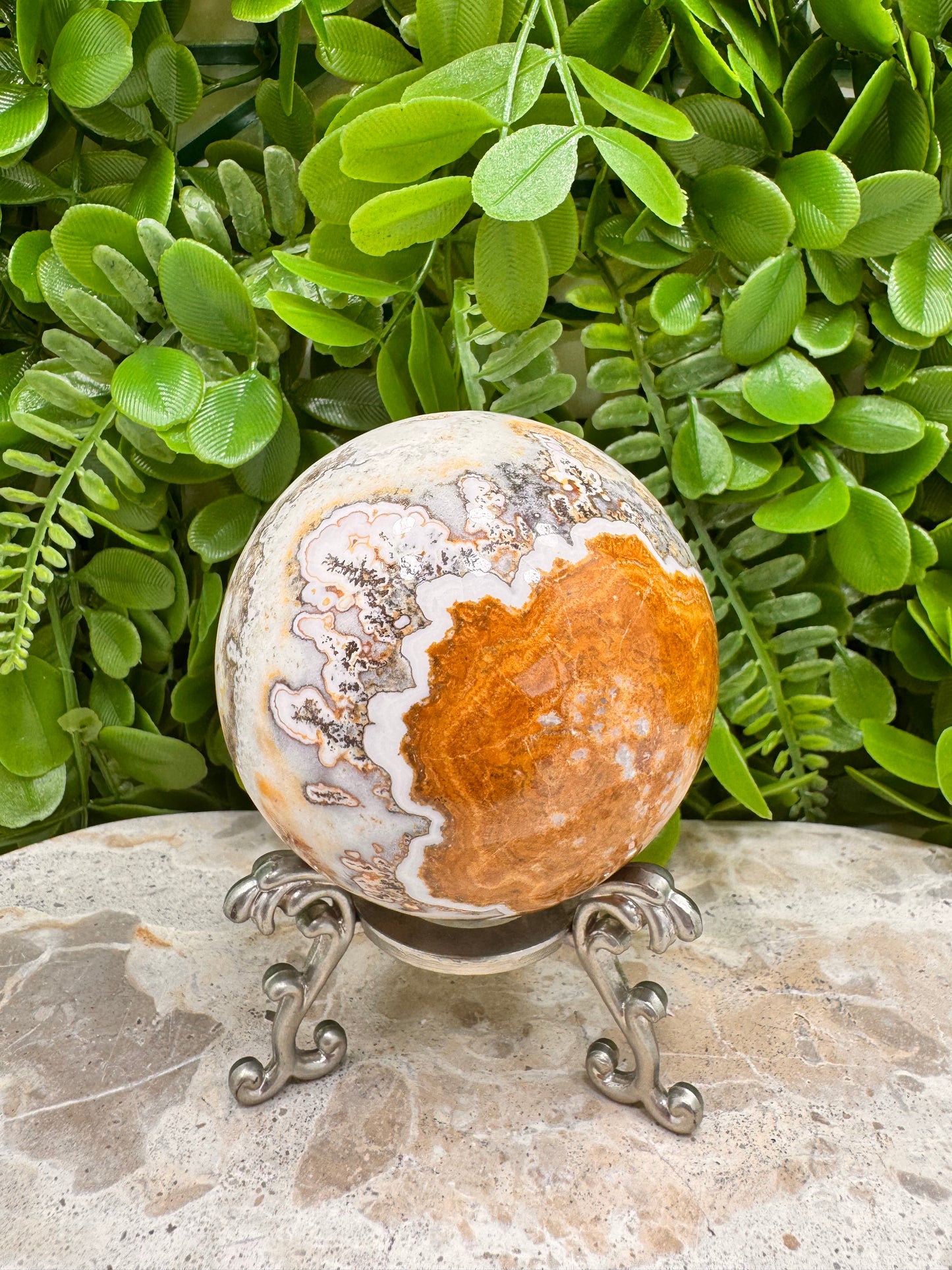 Dendritic Ocean Root Jasper Sphere 558g