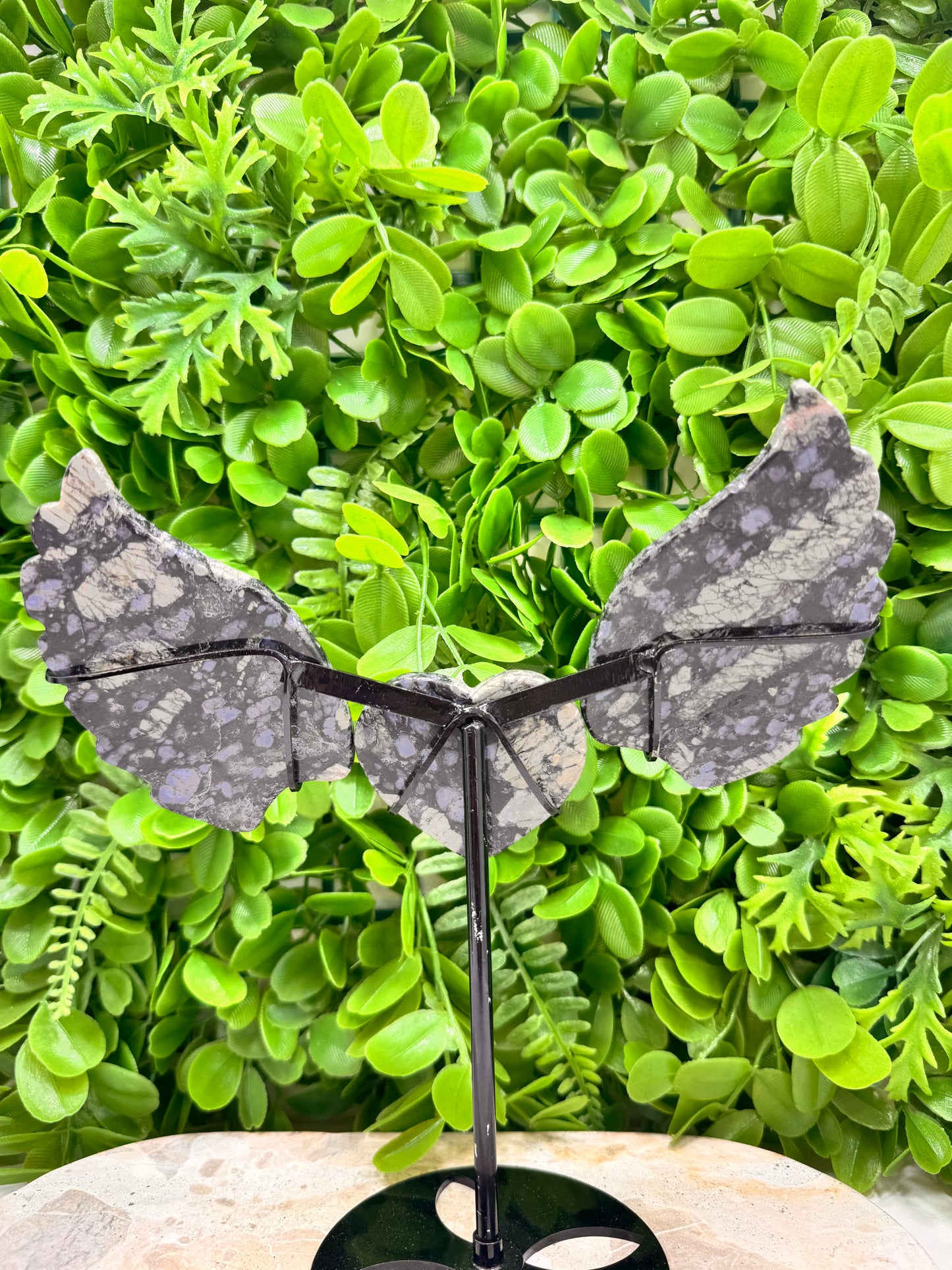 Moss Agate Heart Wings 426g