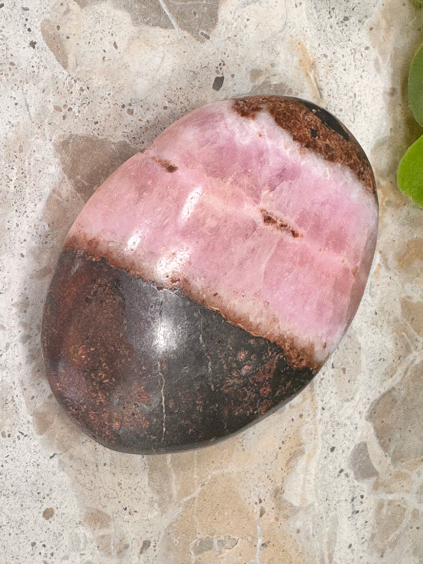 Pink Aragonite Palm Stone 160g