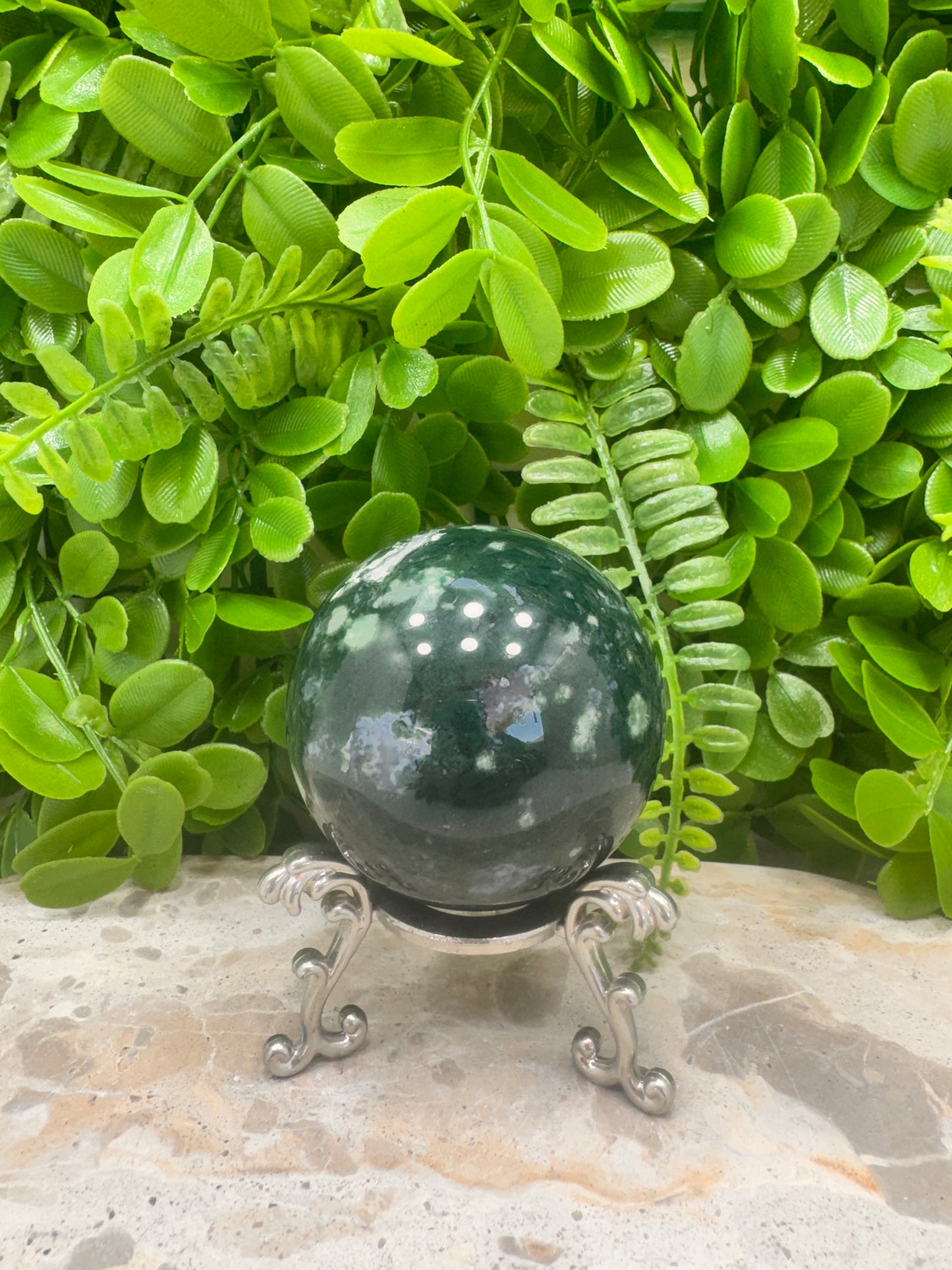 Moss Agate Sphere 388g