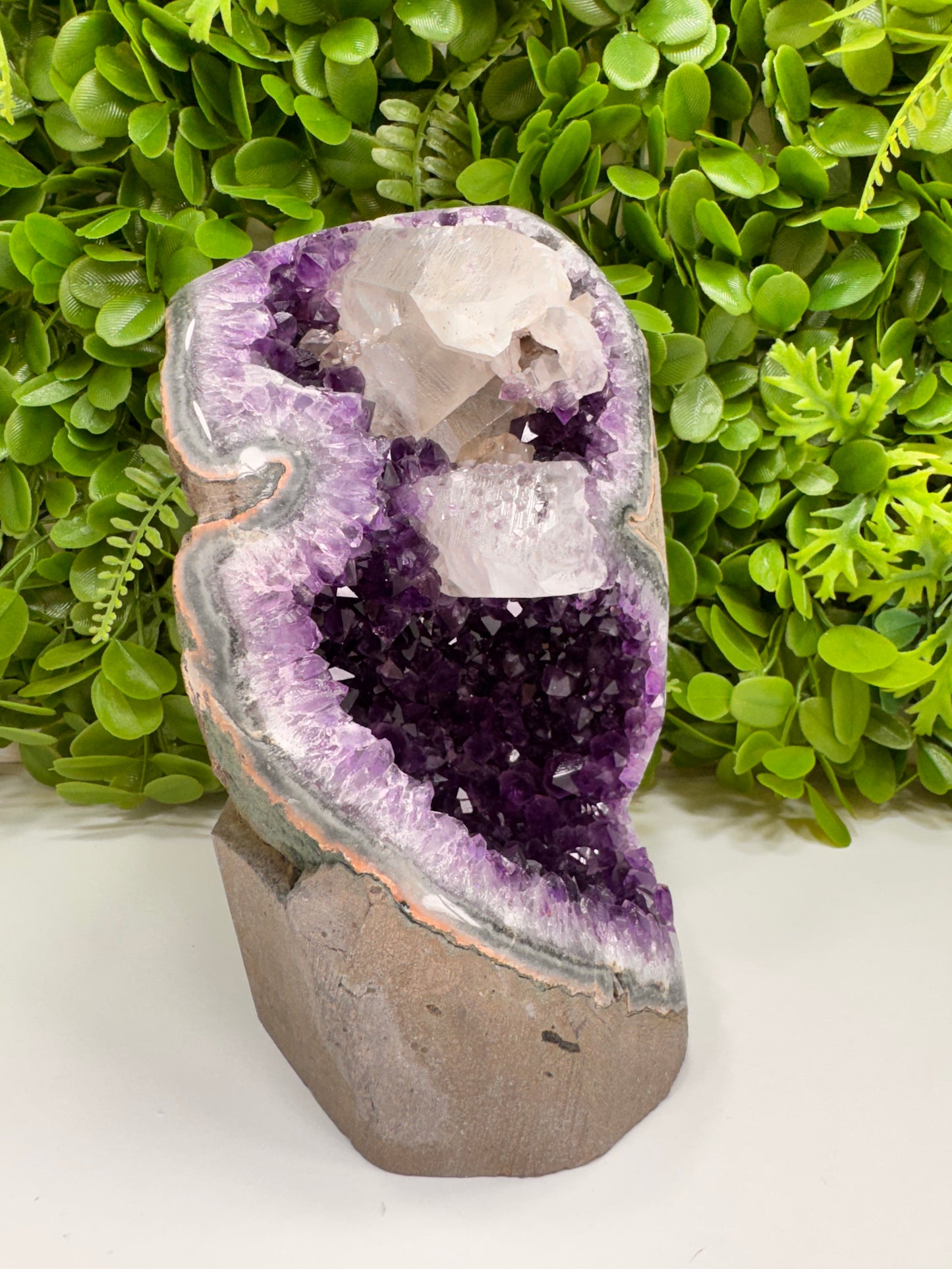 Amethyst Freeform With Calcite 3004g