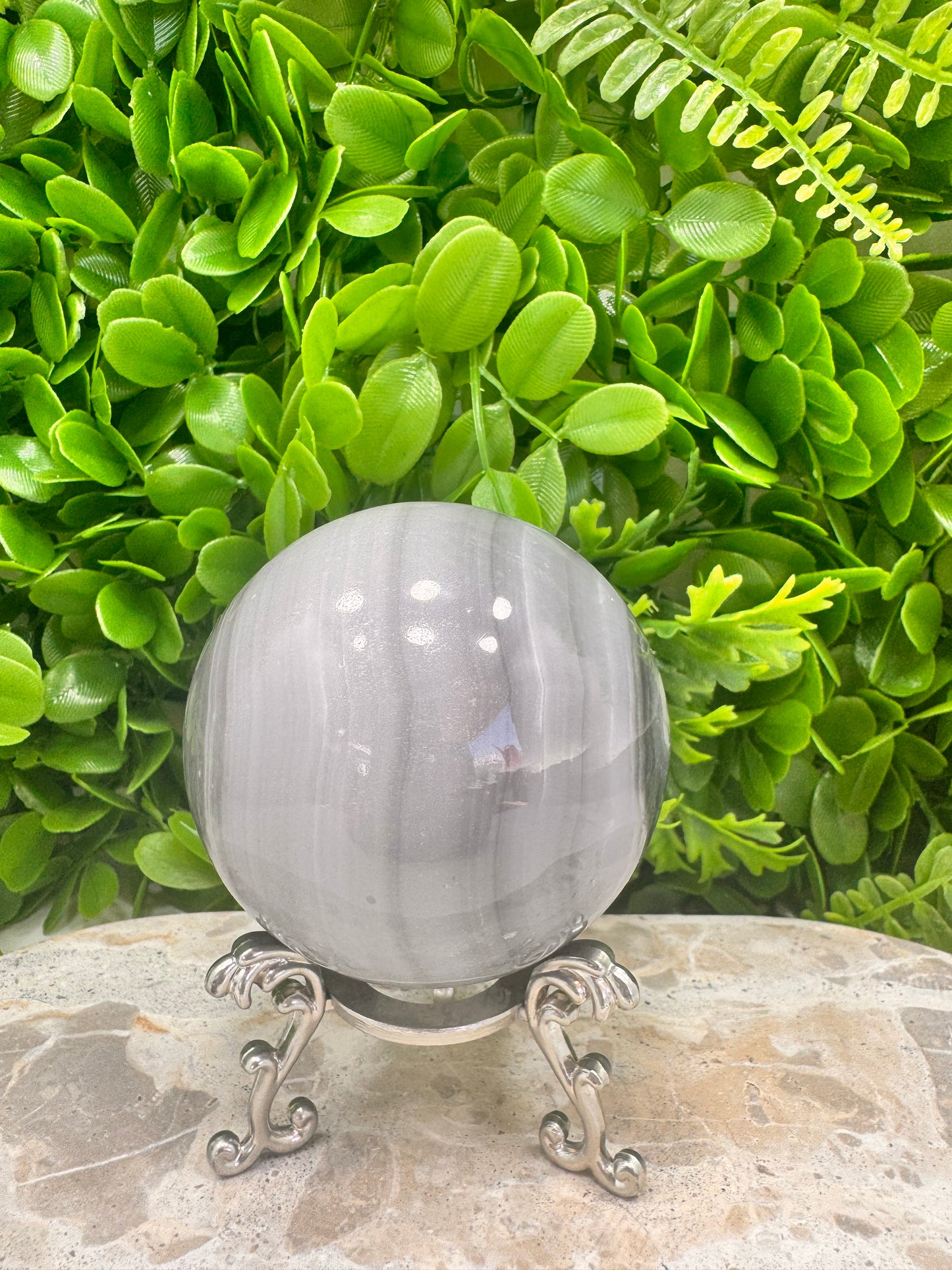 Black and White Banded Onyx Sphere 722g