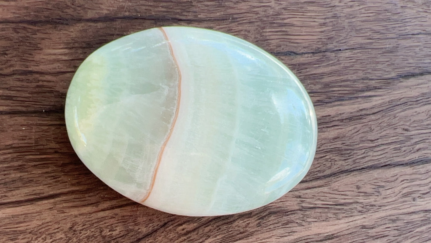 Pistachio Calcite Palm Stone 122g