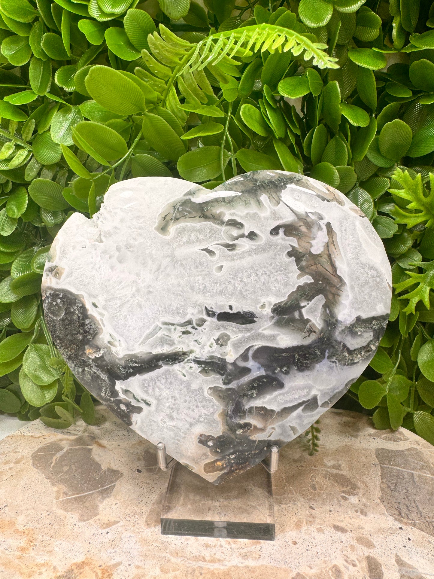 Moss Agate Heart 876g
