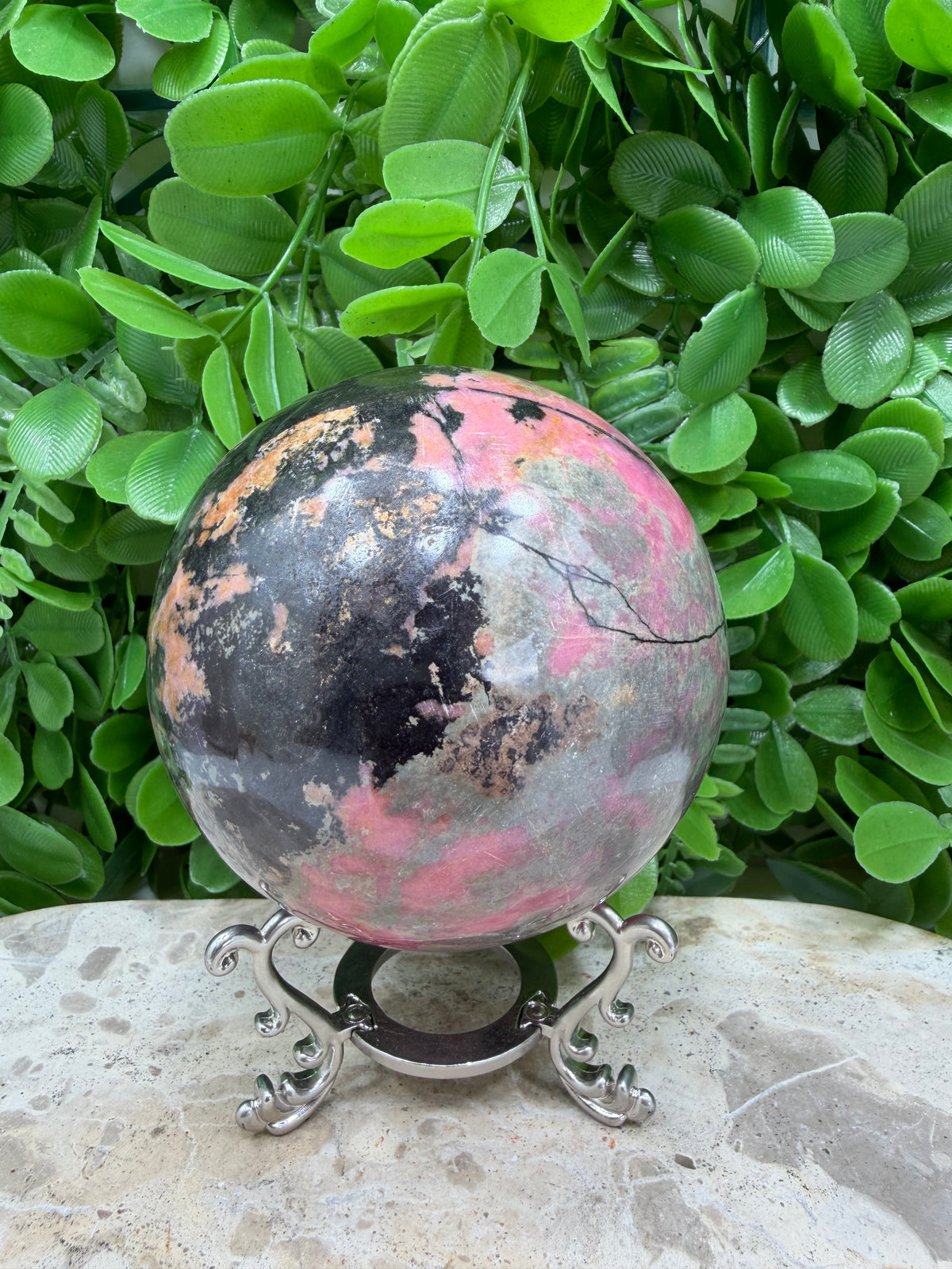 Rhodonite Sphere | Love • Compassion • Emotional Healing