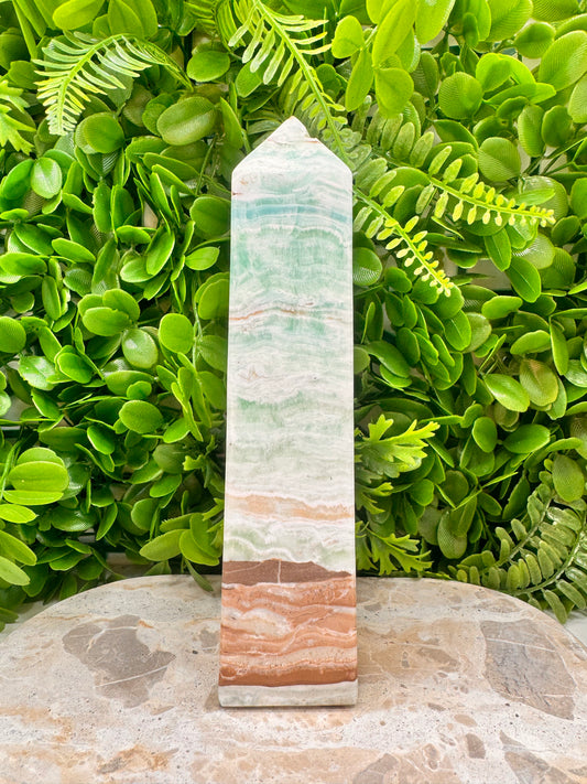 Blue Caribbean Calcite Tower 1204g