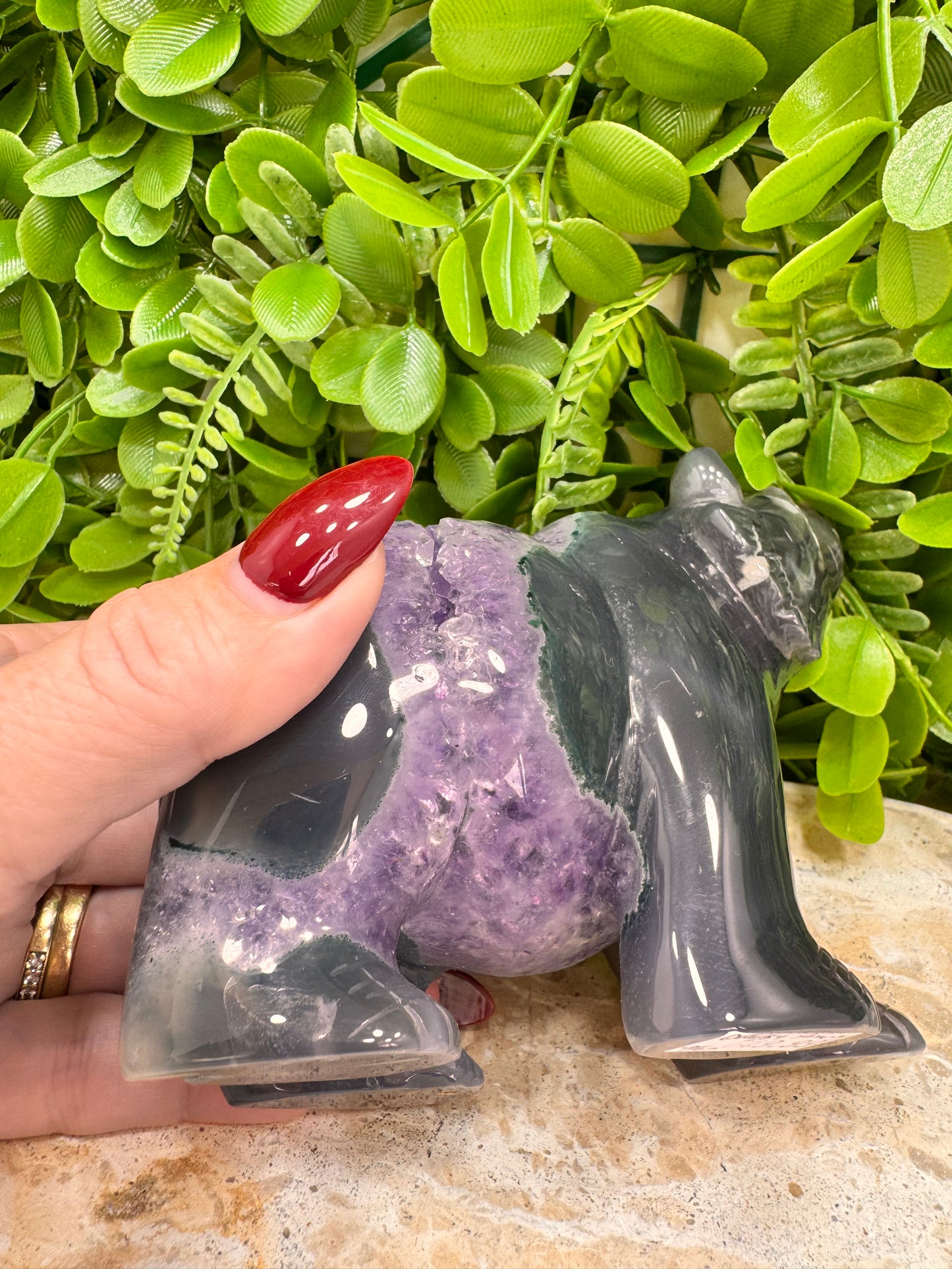 Amethyst Druzy Agate Bear 916g
