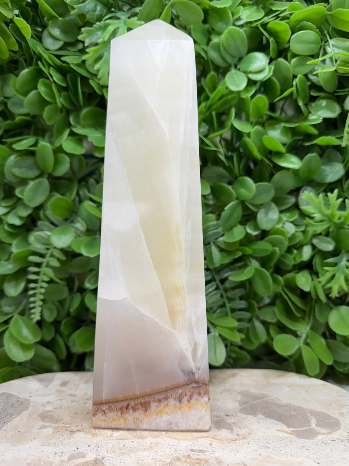 Dendritic Silky White Calcite Tower | Calm • Clarity • Balance