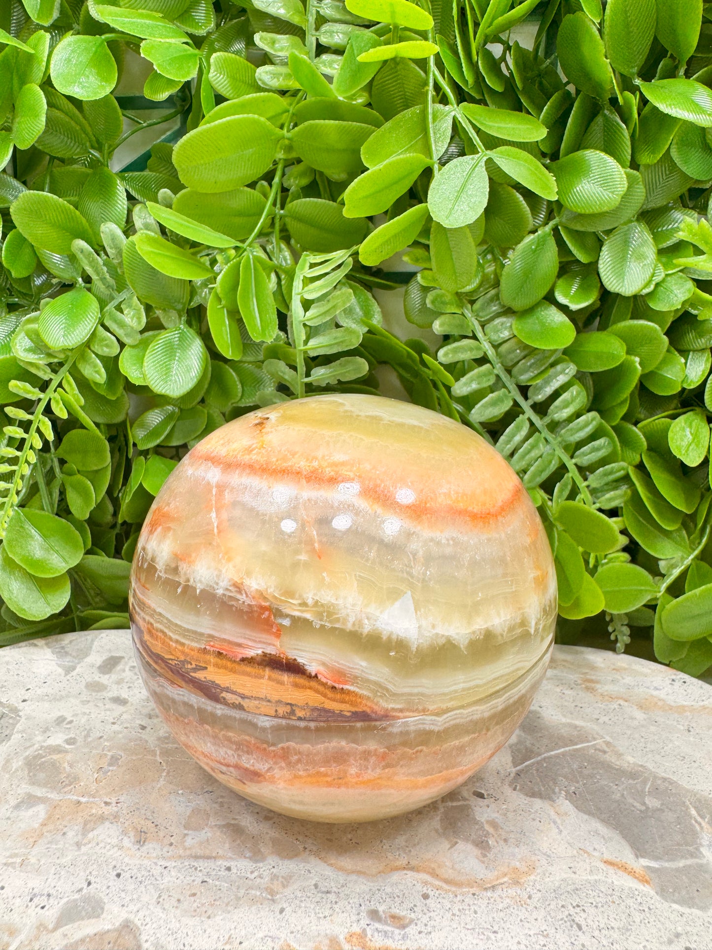 Green Banded Onyx Sphere Bowl 534g