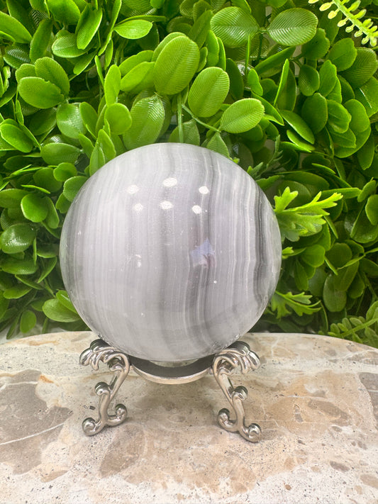 Black and White Banded Onyx Sphere 848g