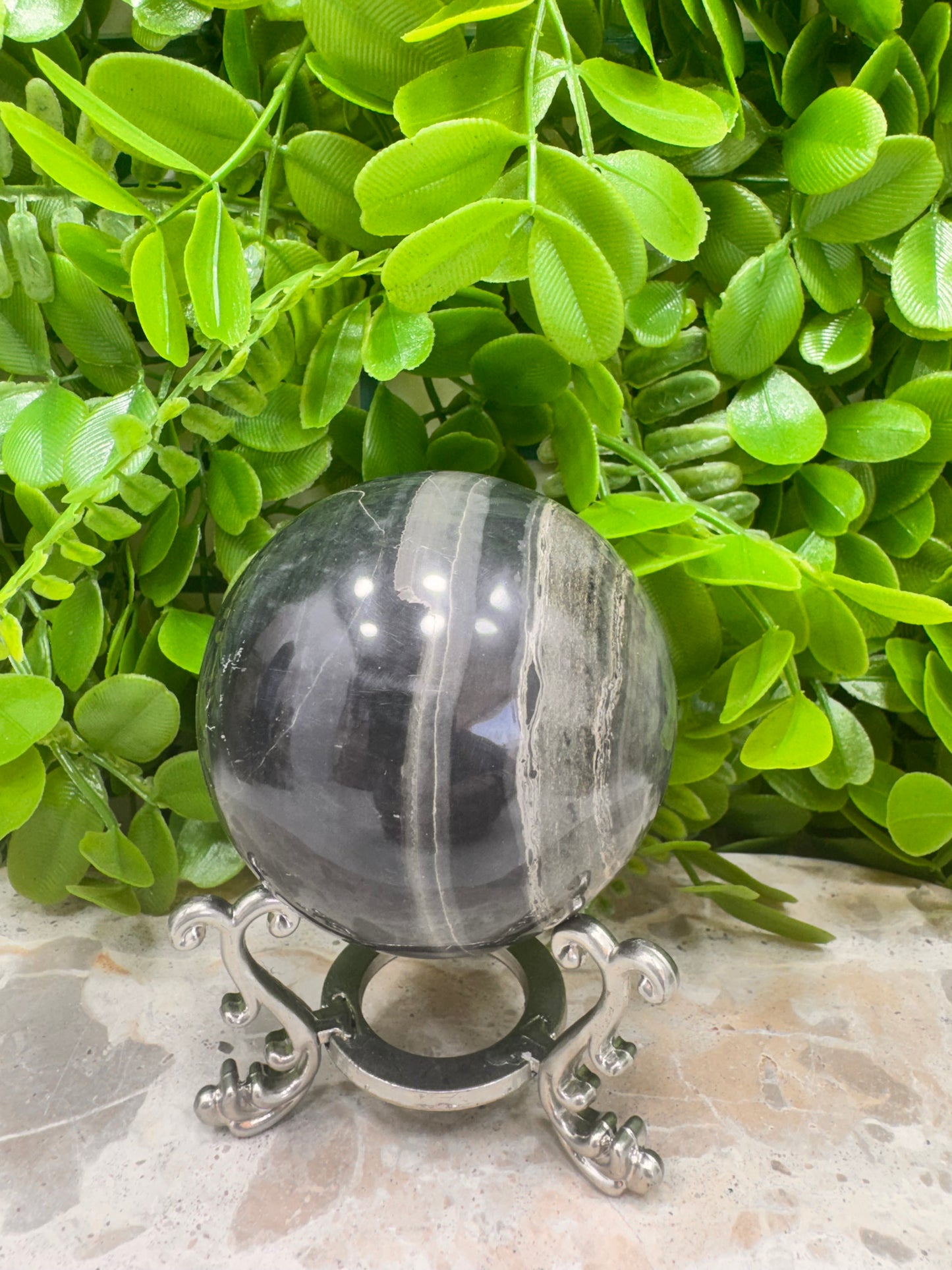 Black Banded Onyx Sphere 452g