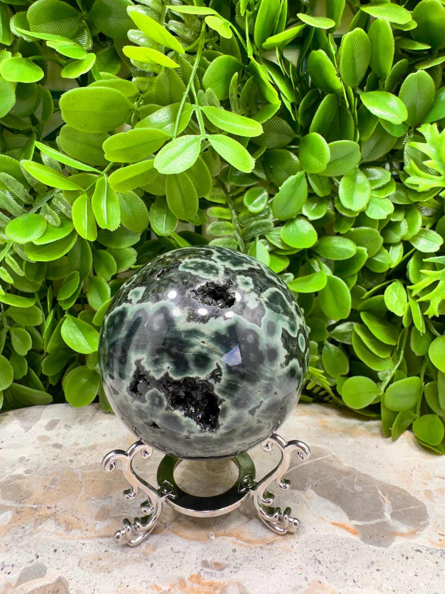 Bubble Ocean Jasper Sphere 536g