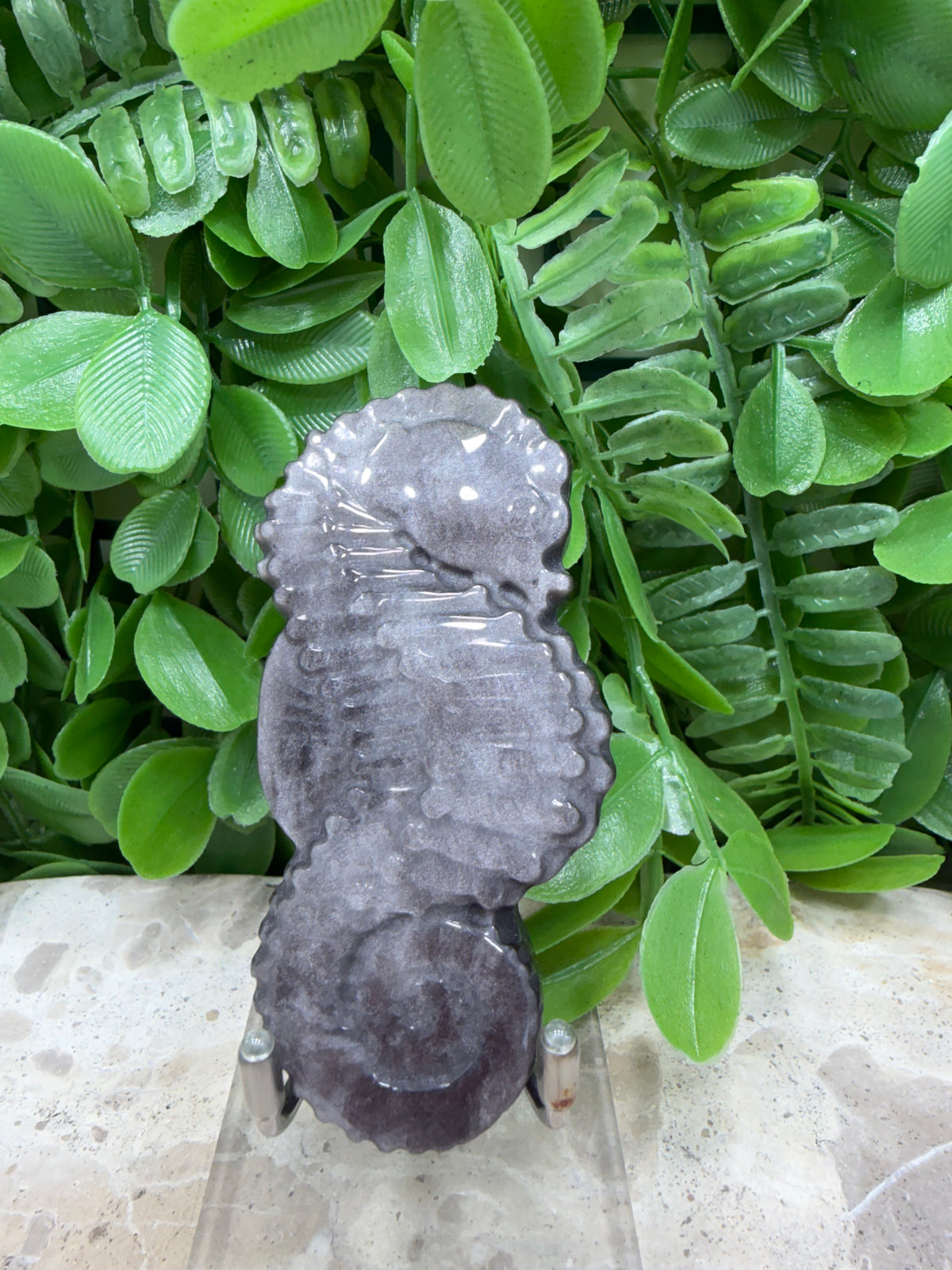 Silver Sheen Obsidian Seahorse 74g