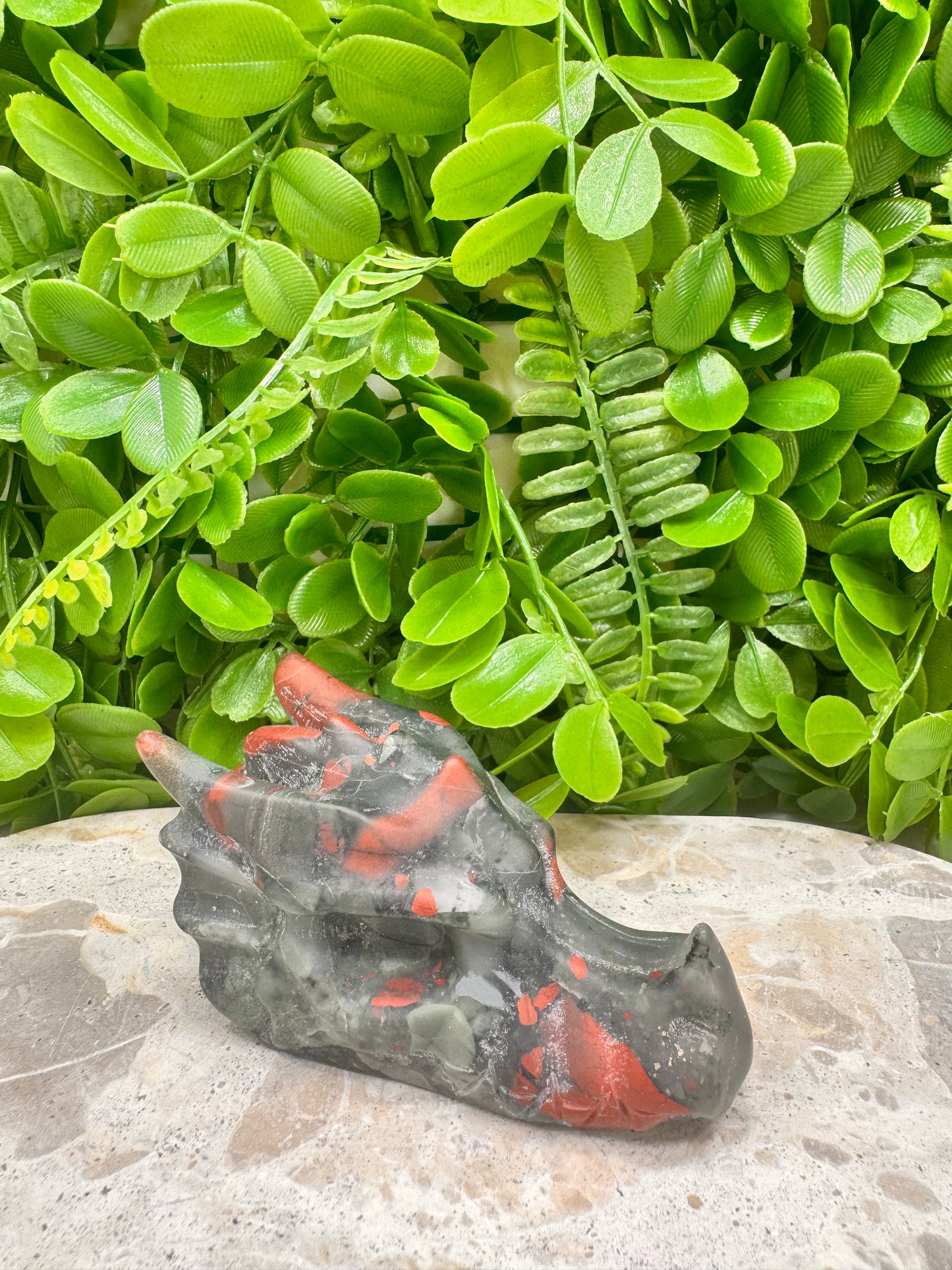 African Dragon Blood Stone Skull 268g
