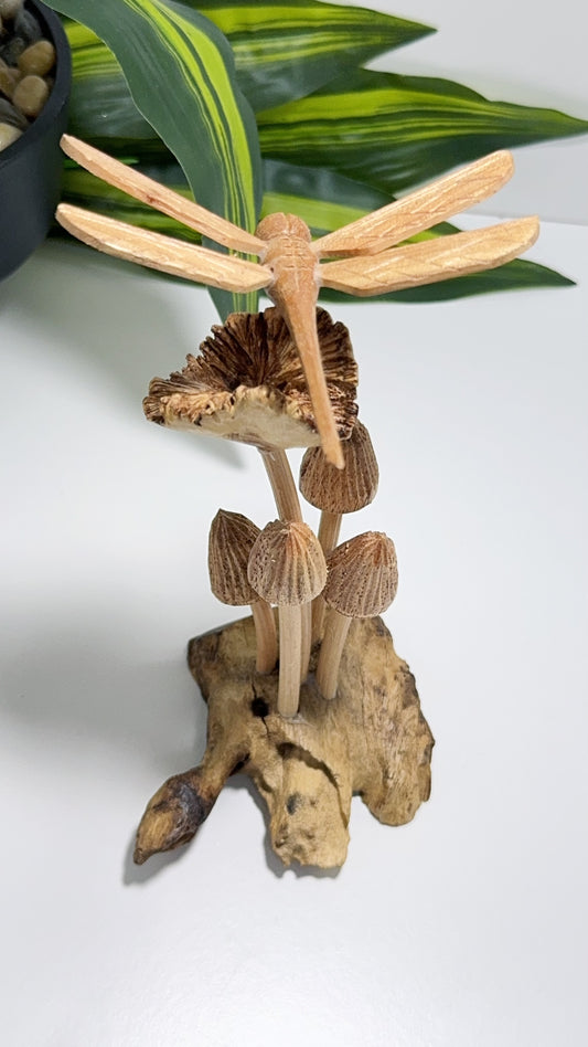 Wooden Dragonfly and Mushroom 100g