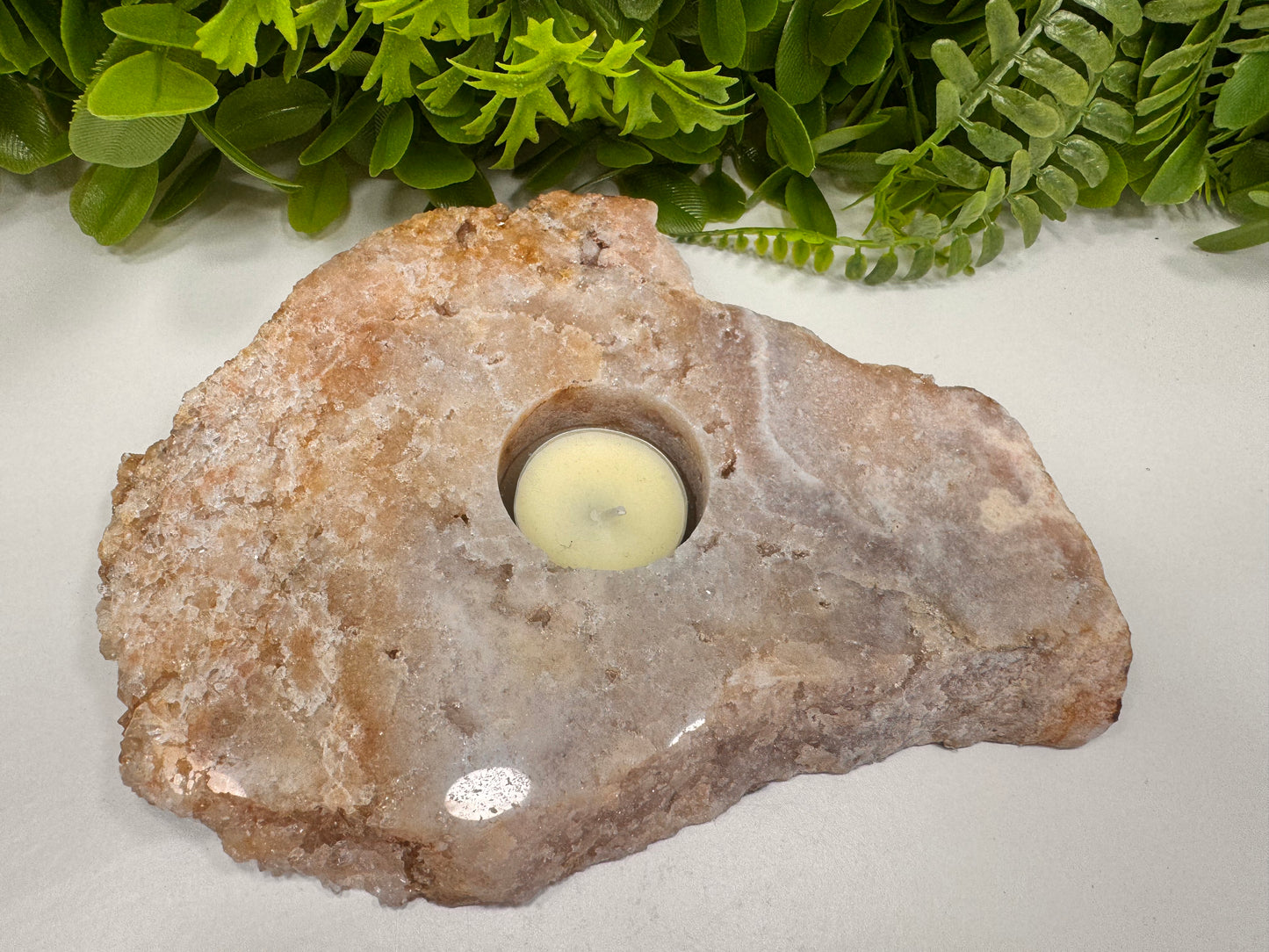 Pink Amethyst Tealight Holder 984g