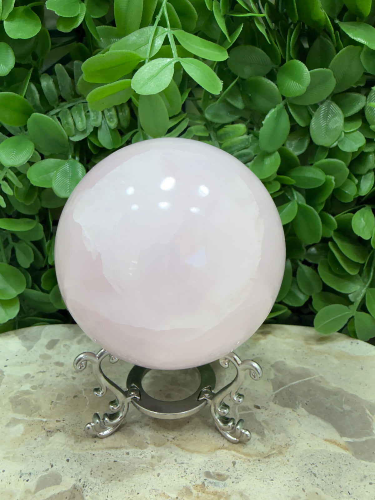 Smokey Pink Mangano UV Sphere 924g | Love • Compassion • Calm
