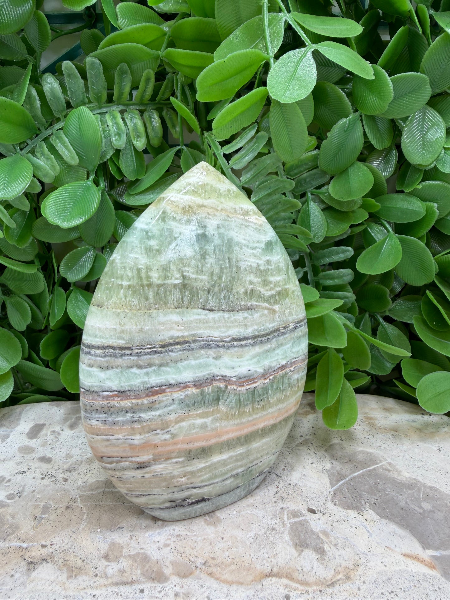 Emerald Kiwi Calcite Teardrop 372g