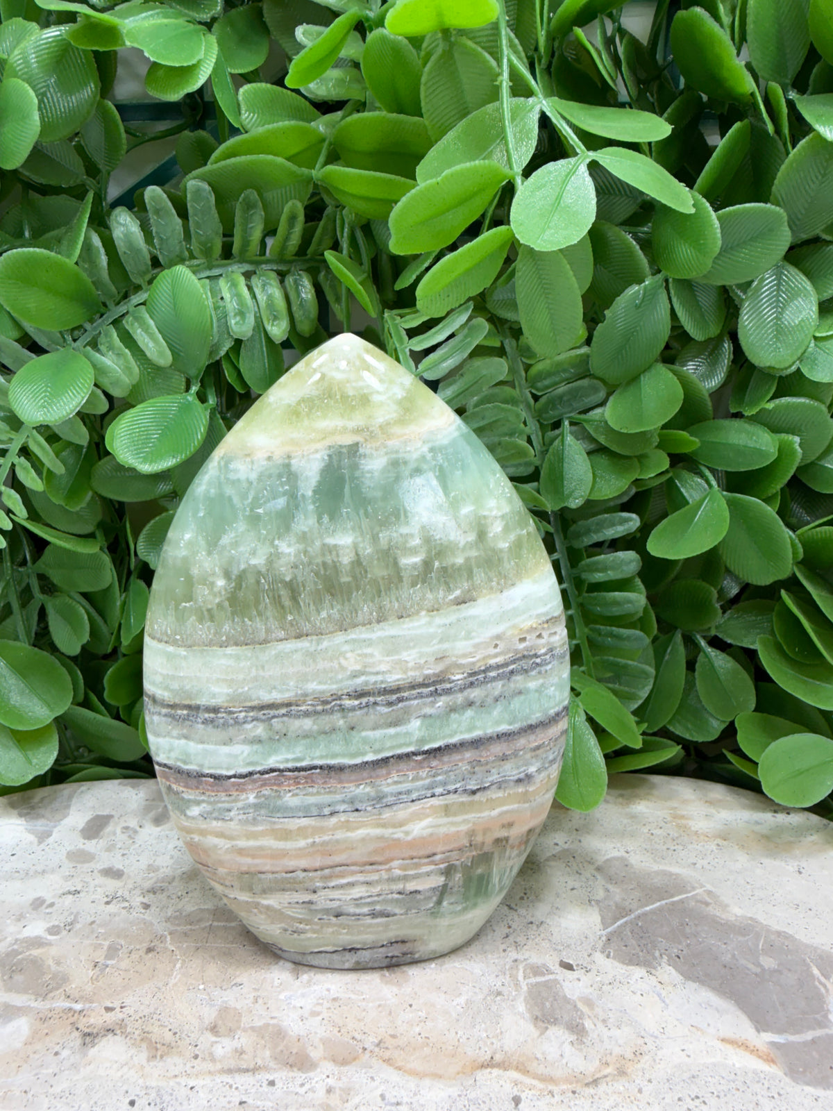Emerald Kiwi Calcite Teardrop 422g