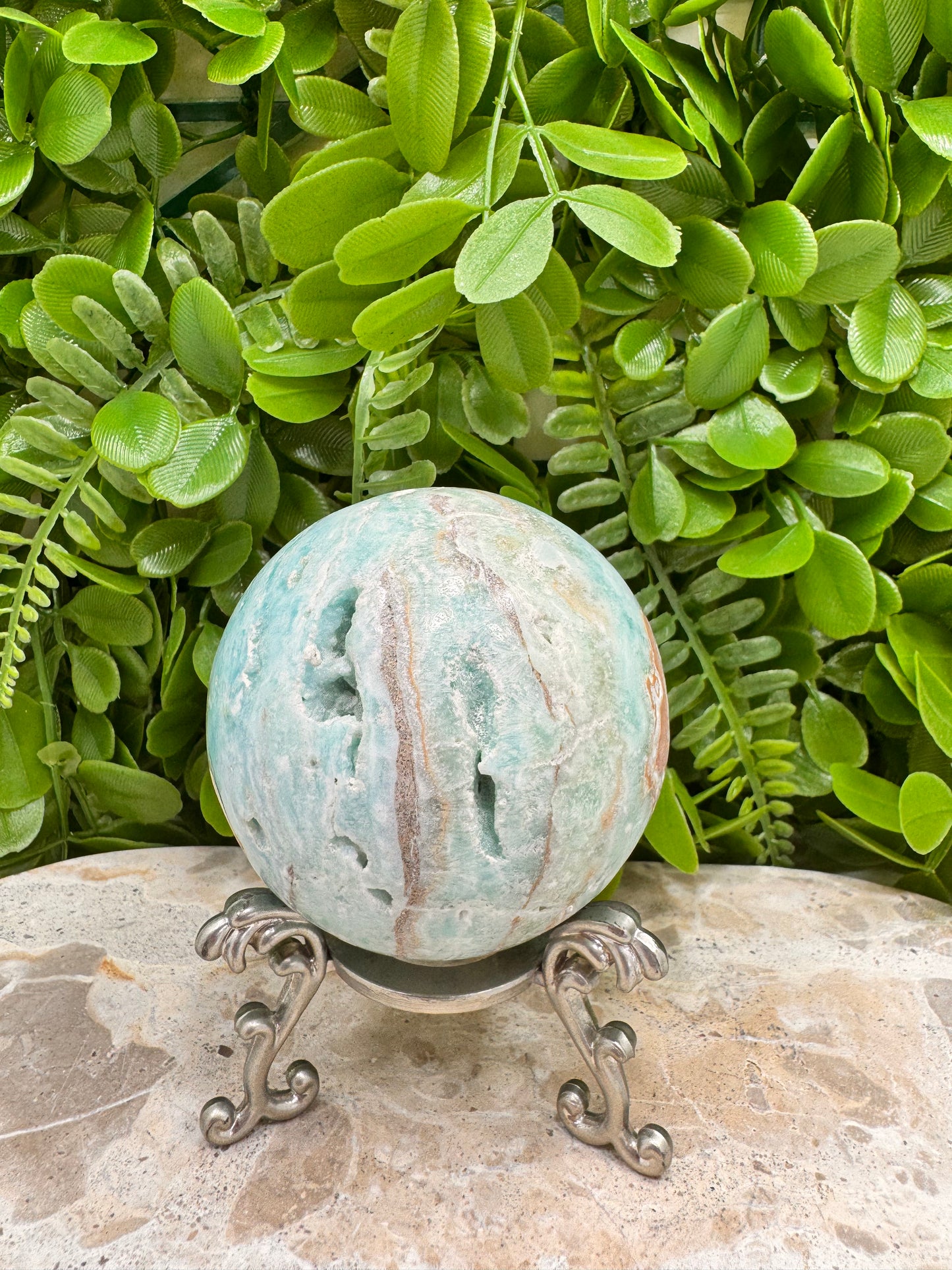 Blue Aragonite Sphere 488g