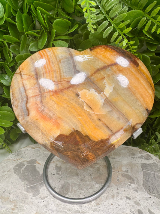 Peach Banded Calcite Heart 1060g