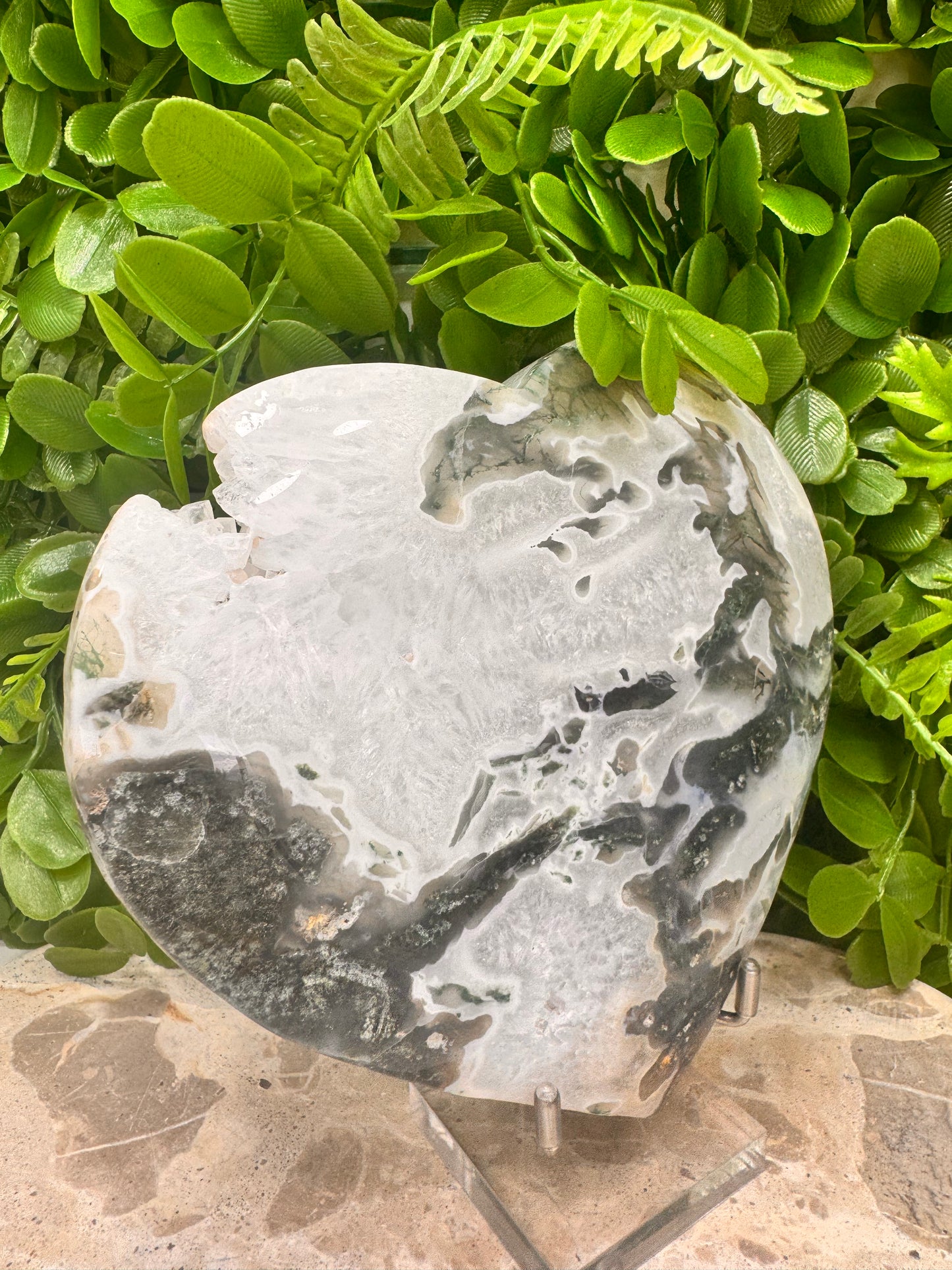 Moss Agate Heart 876g