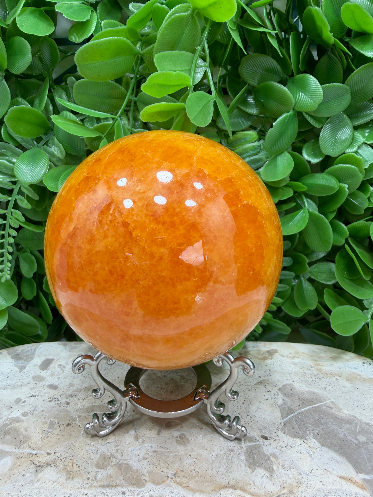 Crystallised Orange Calcite Sphere | Energy • Joy • Creativity