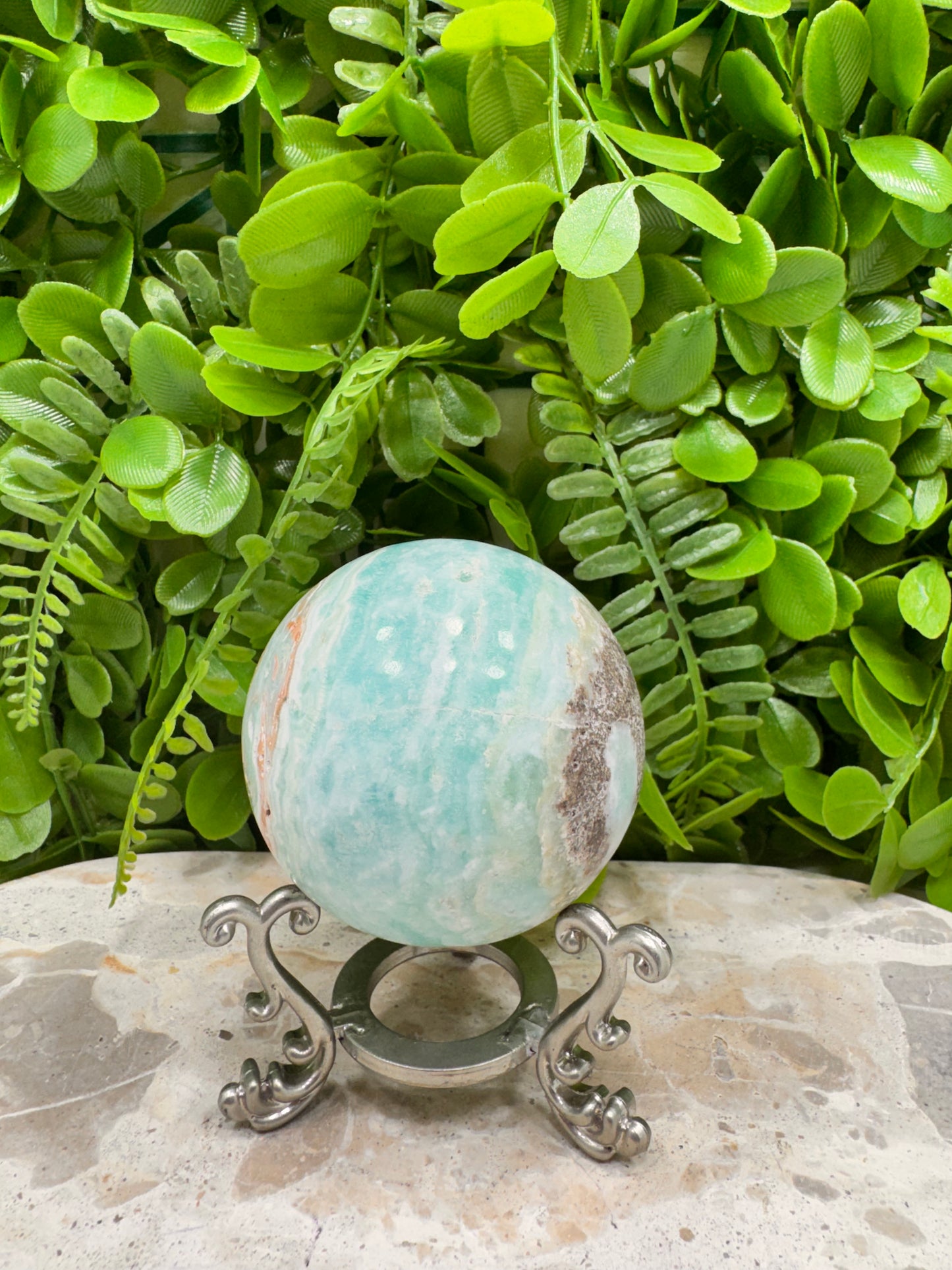 Blue Aragonite Sphere 382g