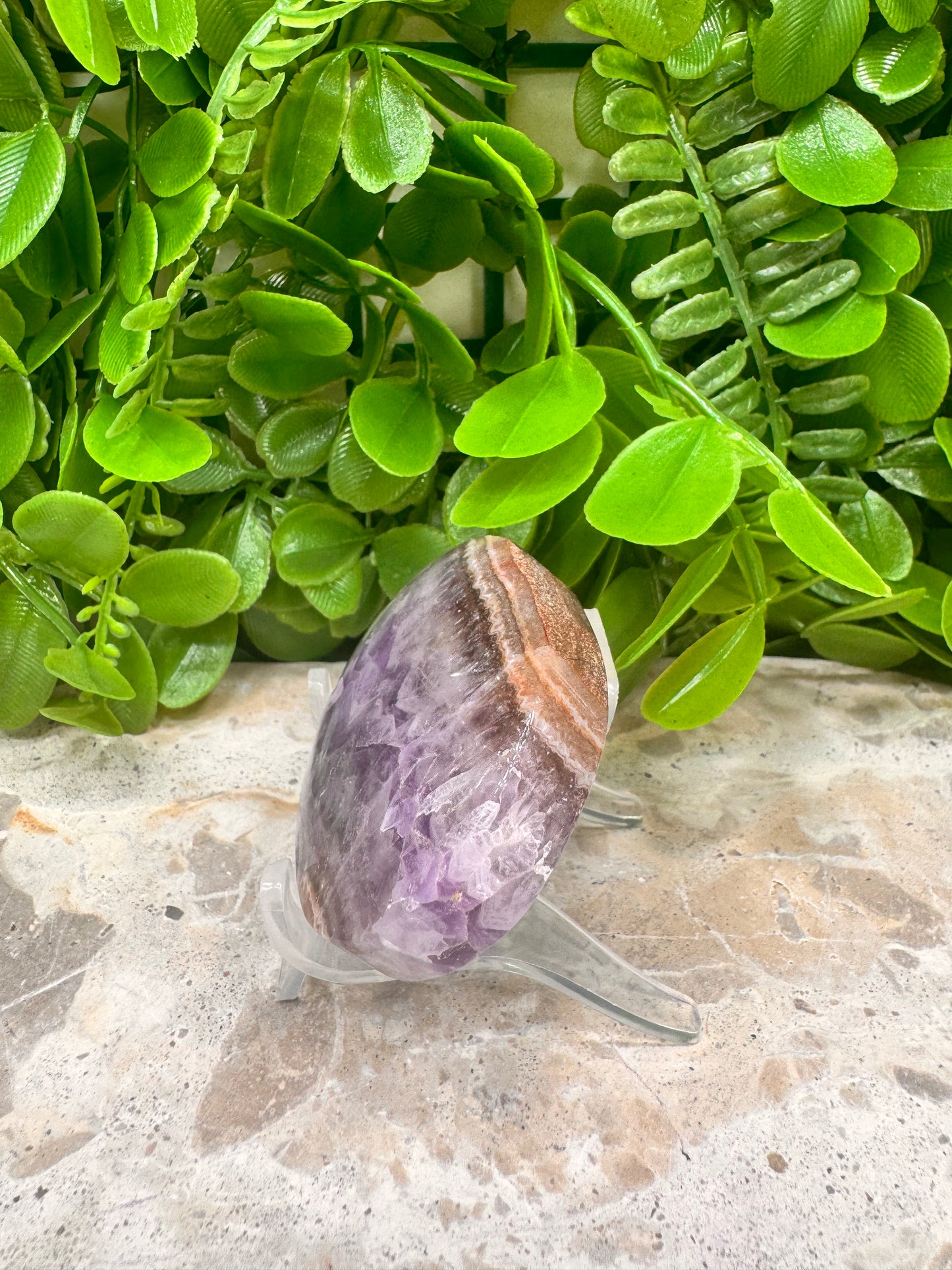 Amethyst/Mexican Agate Palm Stone 108g