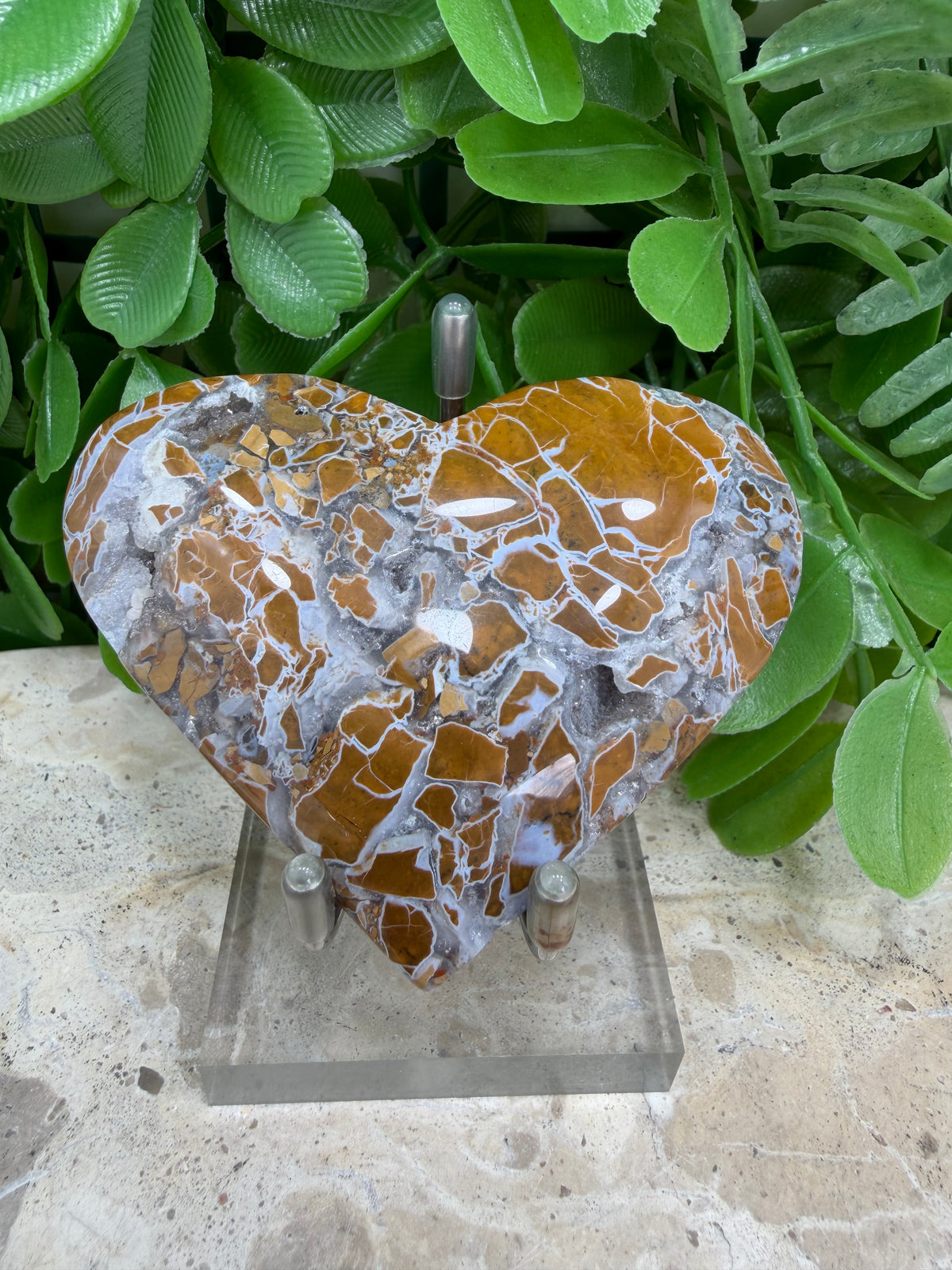 Brecciated Drusy Agate Heart | Strength • Grounding • Stability