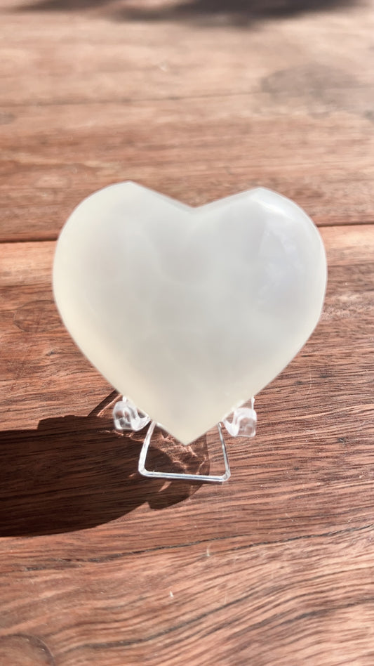 Silky White Calcite Heart 115g