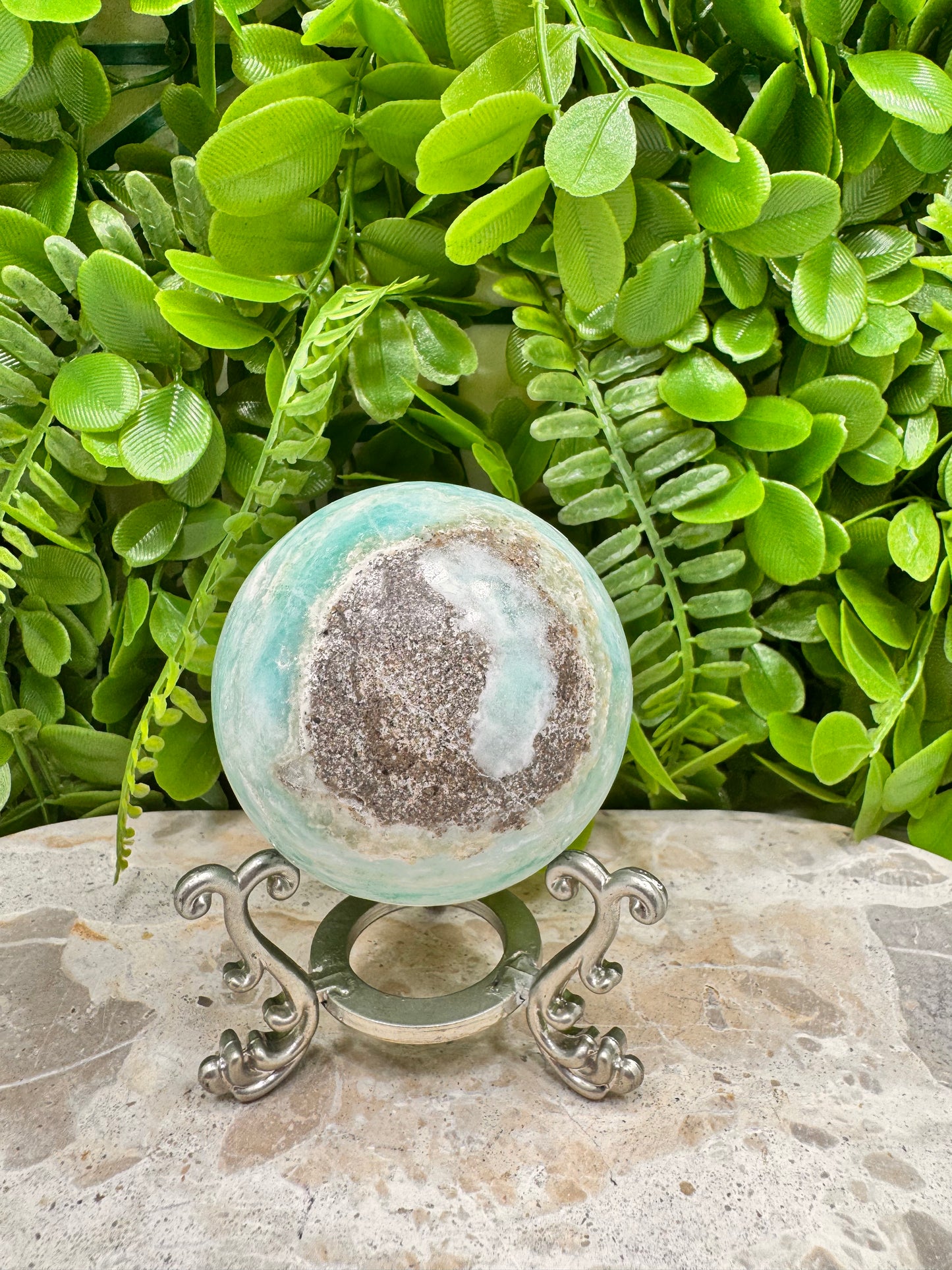 Blue Aragonite Sphere 382g