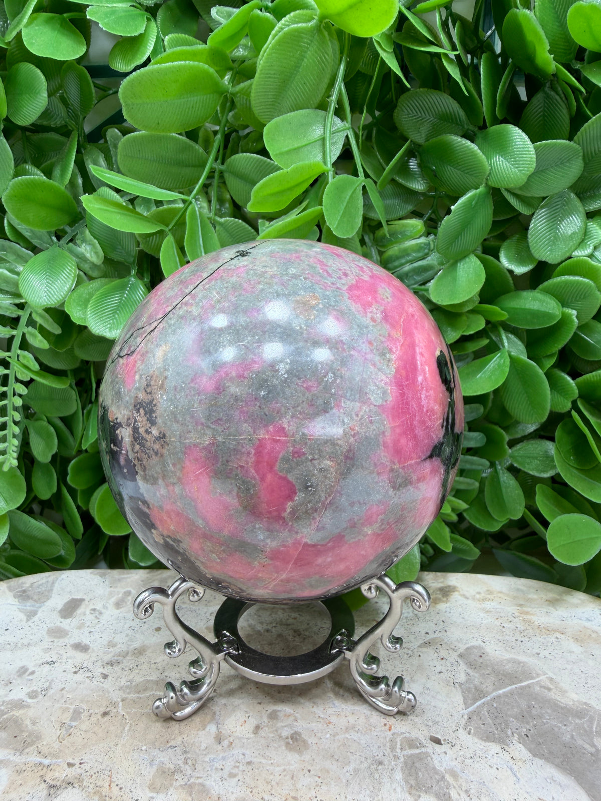 Rhodonite Sphere | Love • Compassion • Emotional Healing