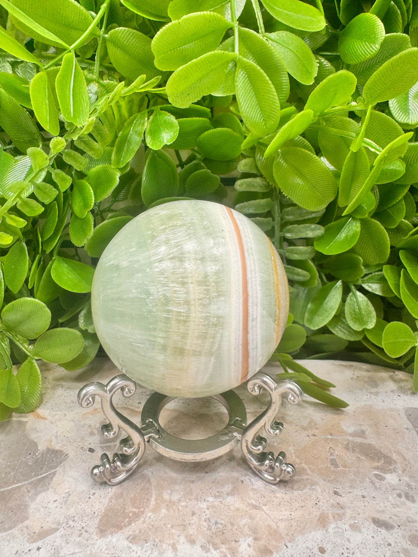 Pistachio Calcite Sphere 408g