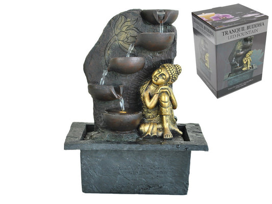 Resting Gold Fountain with Light 28cm