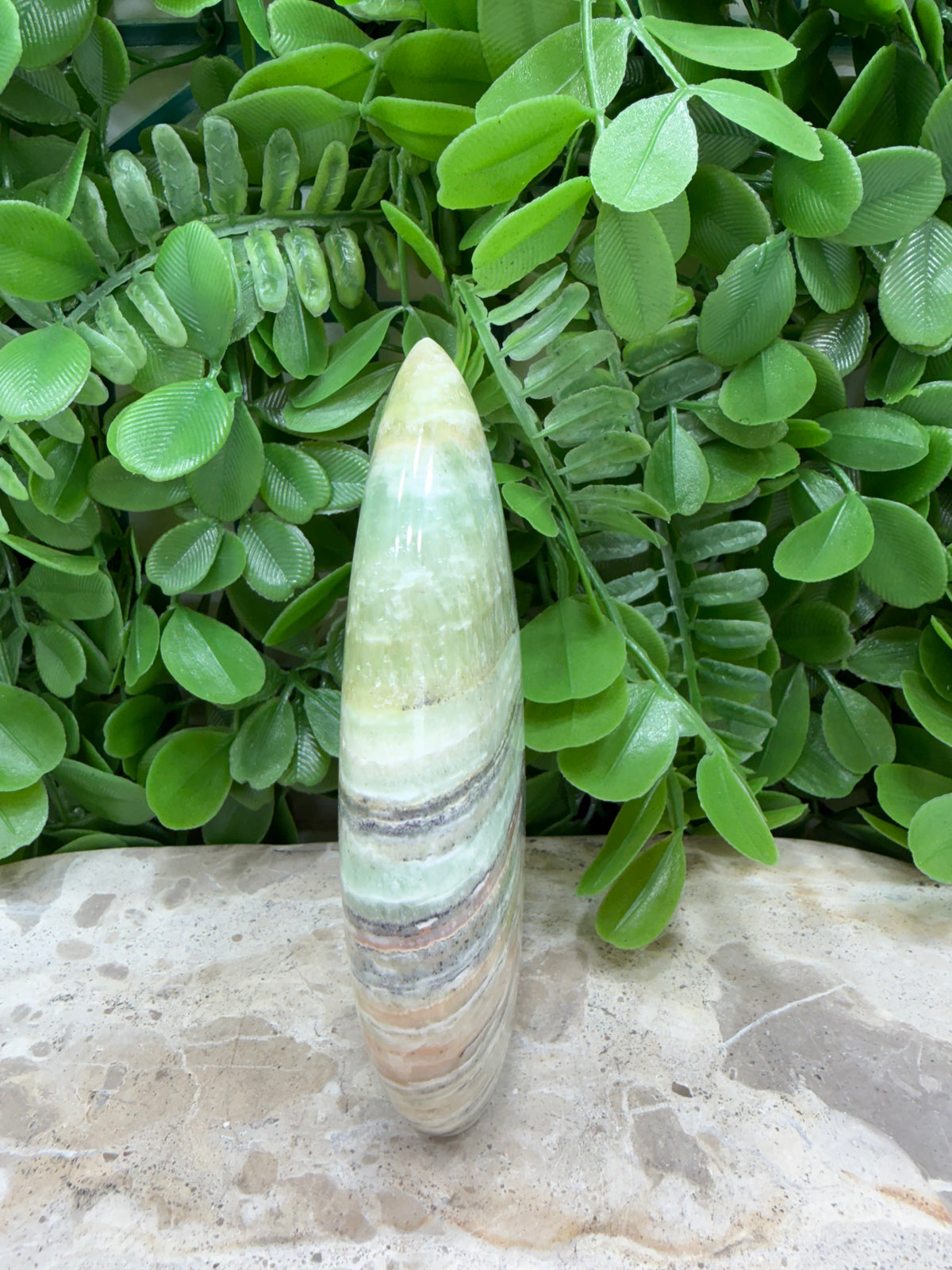 Emerald Kiwi Calcite Teardrop 372g