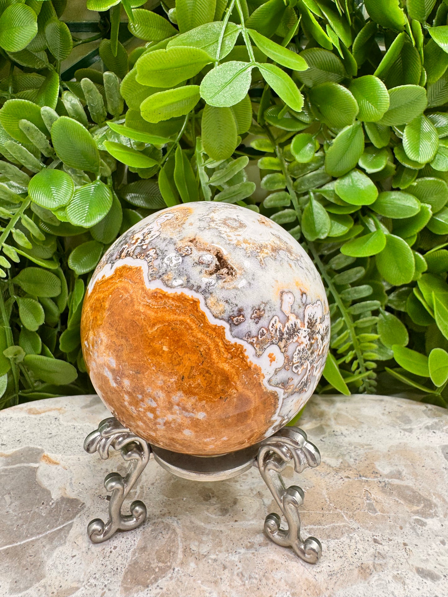 Dendritic Ocean Root Jasper Sphere 558g