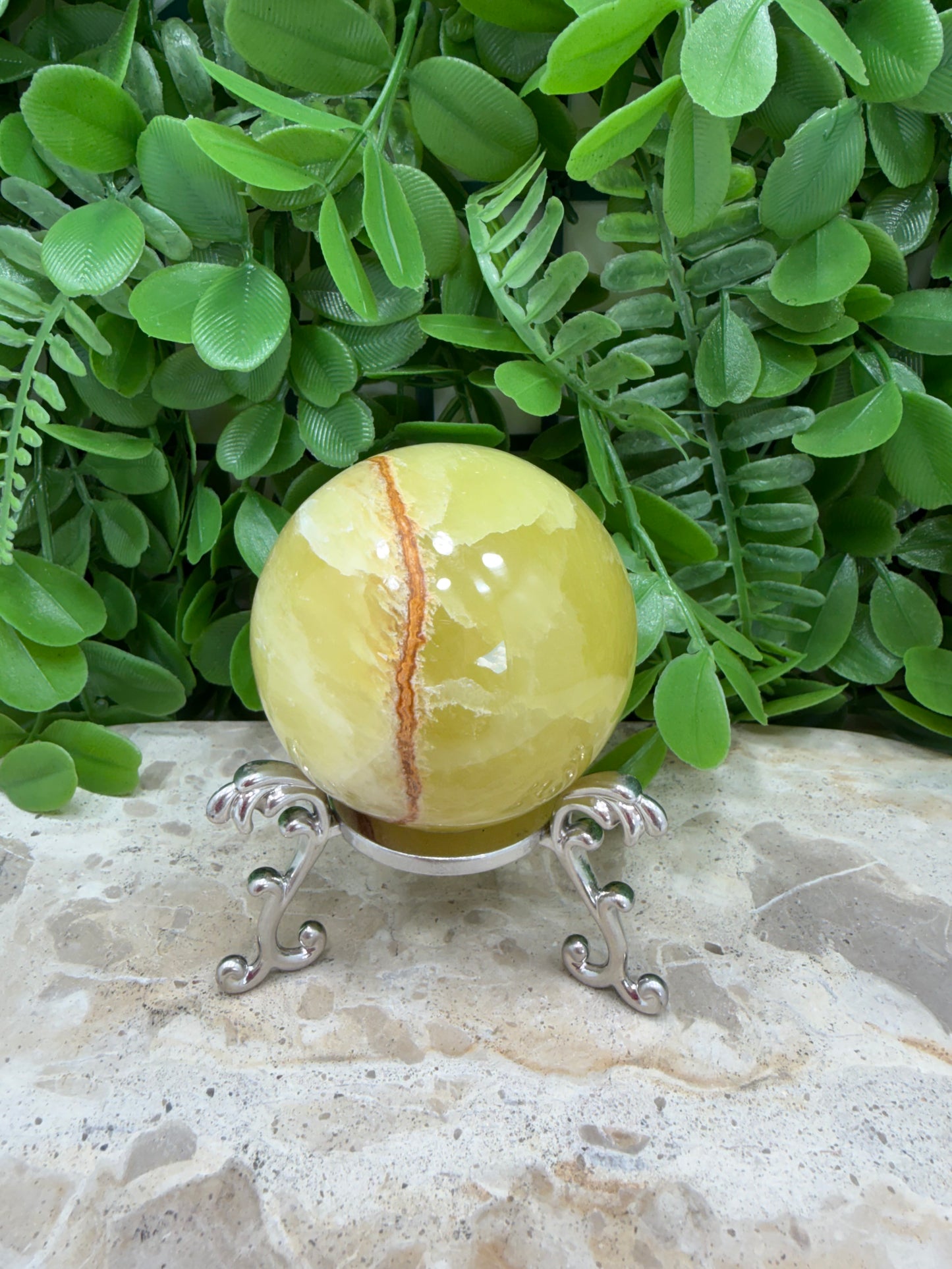Lemon Banded Calcite Sphere 300g