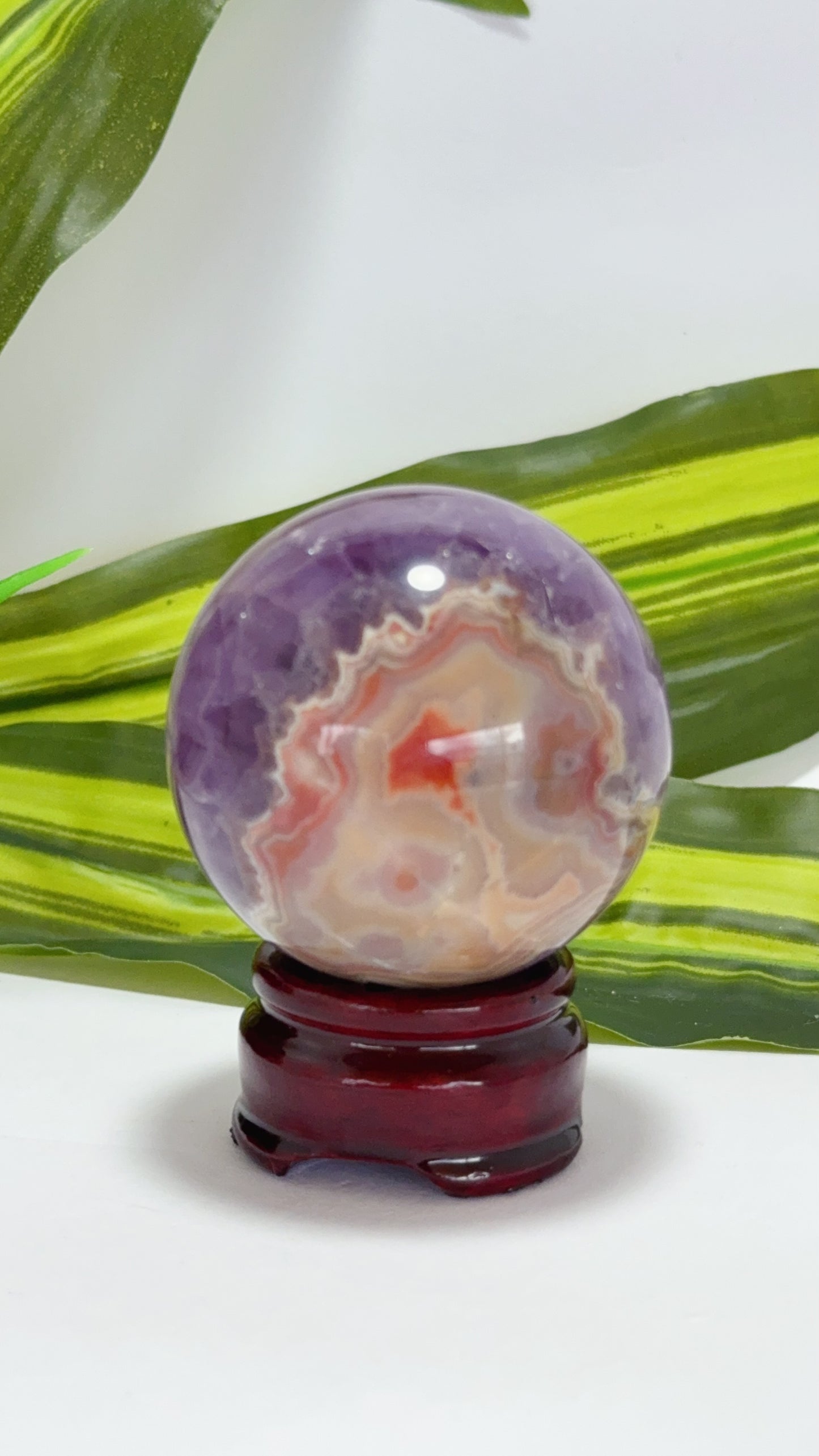 Amethyst and Mexican Agate Sphere 244g