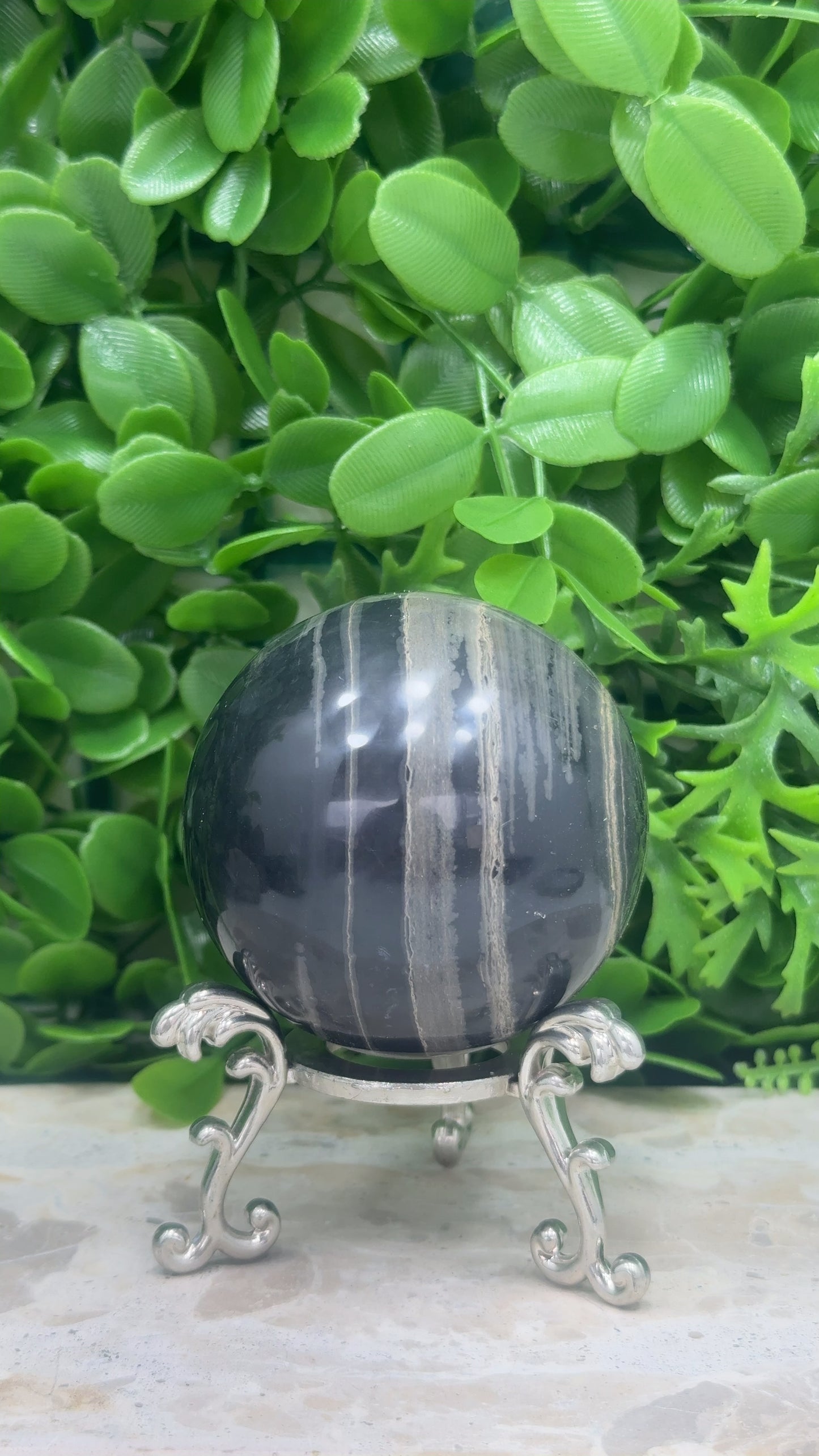 Black Banded Onyx Sphere 424g