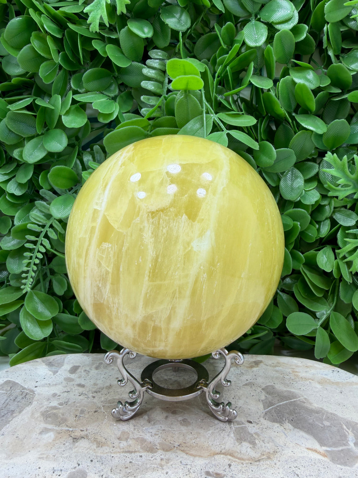 Lemon Calcite Sphere 2356g | Joy • Confidence • Motivation