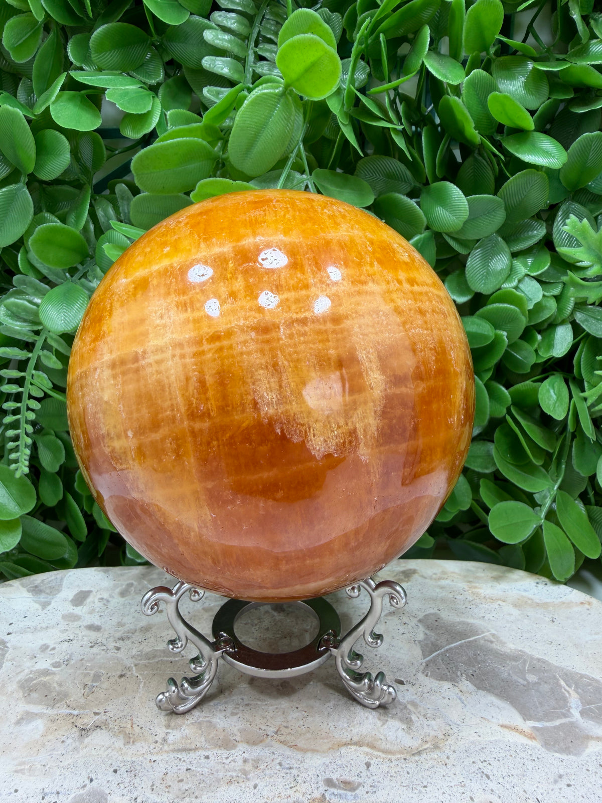 Crystallised Orange Calcite Sphere | Energy • Joy • Creativity