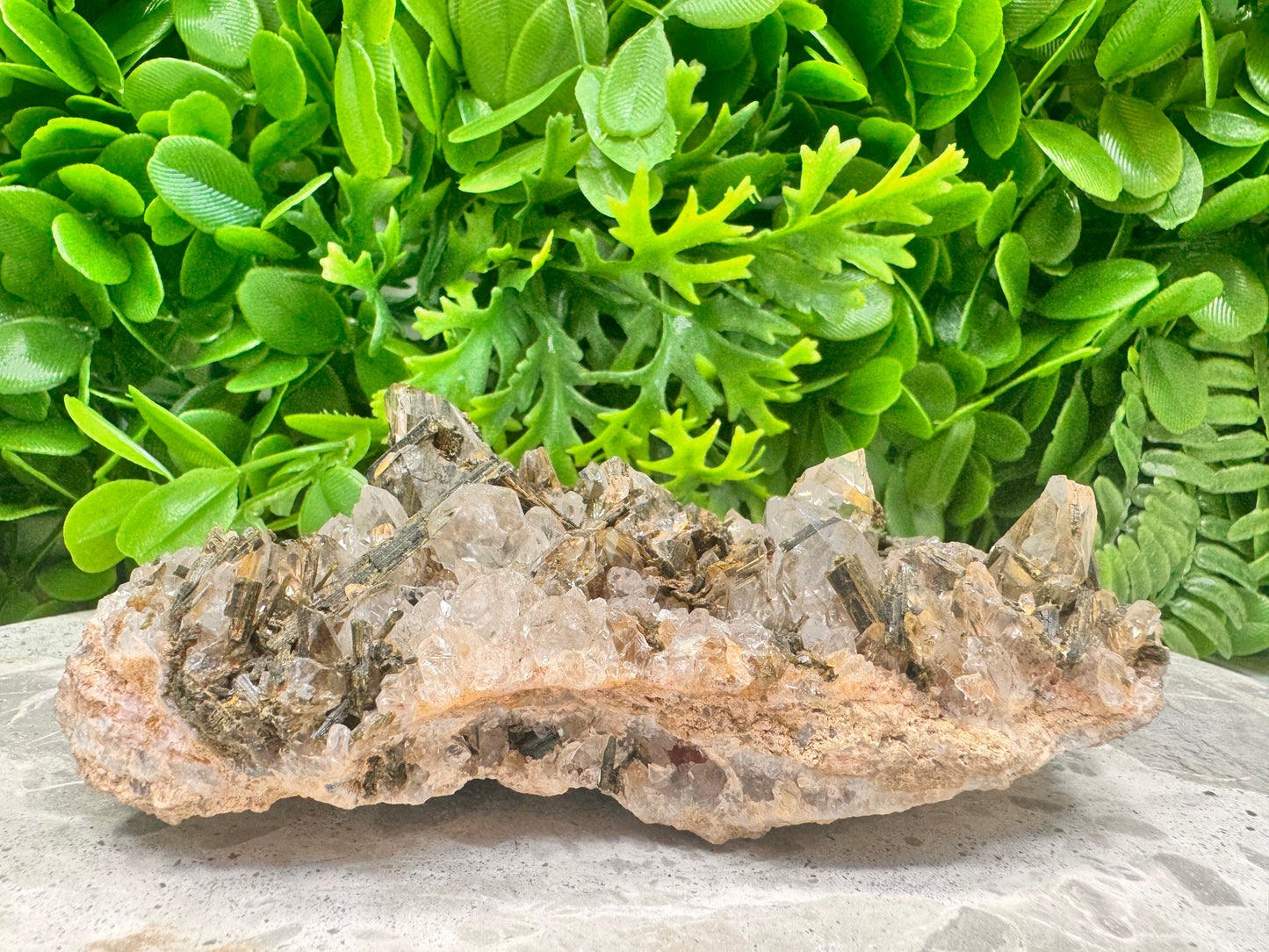 Clear Quartz /Epidote/Green Tourmaline Cluster Specimen 480g