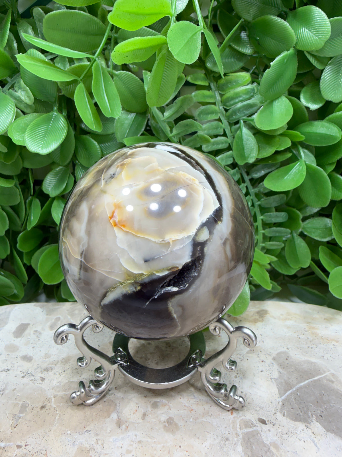 Volcanic Agate Sphere | Grounding • Protection • Strength