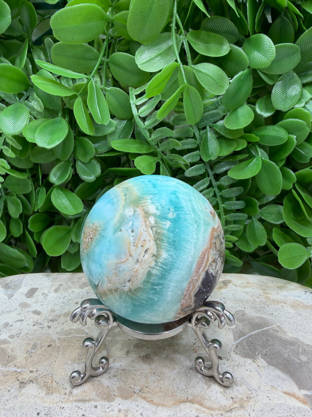 Blue Smithsonite Sphere | Calm • Compassion • Emotional Healing